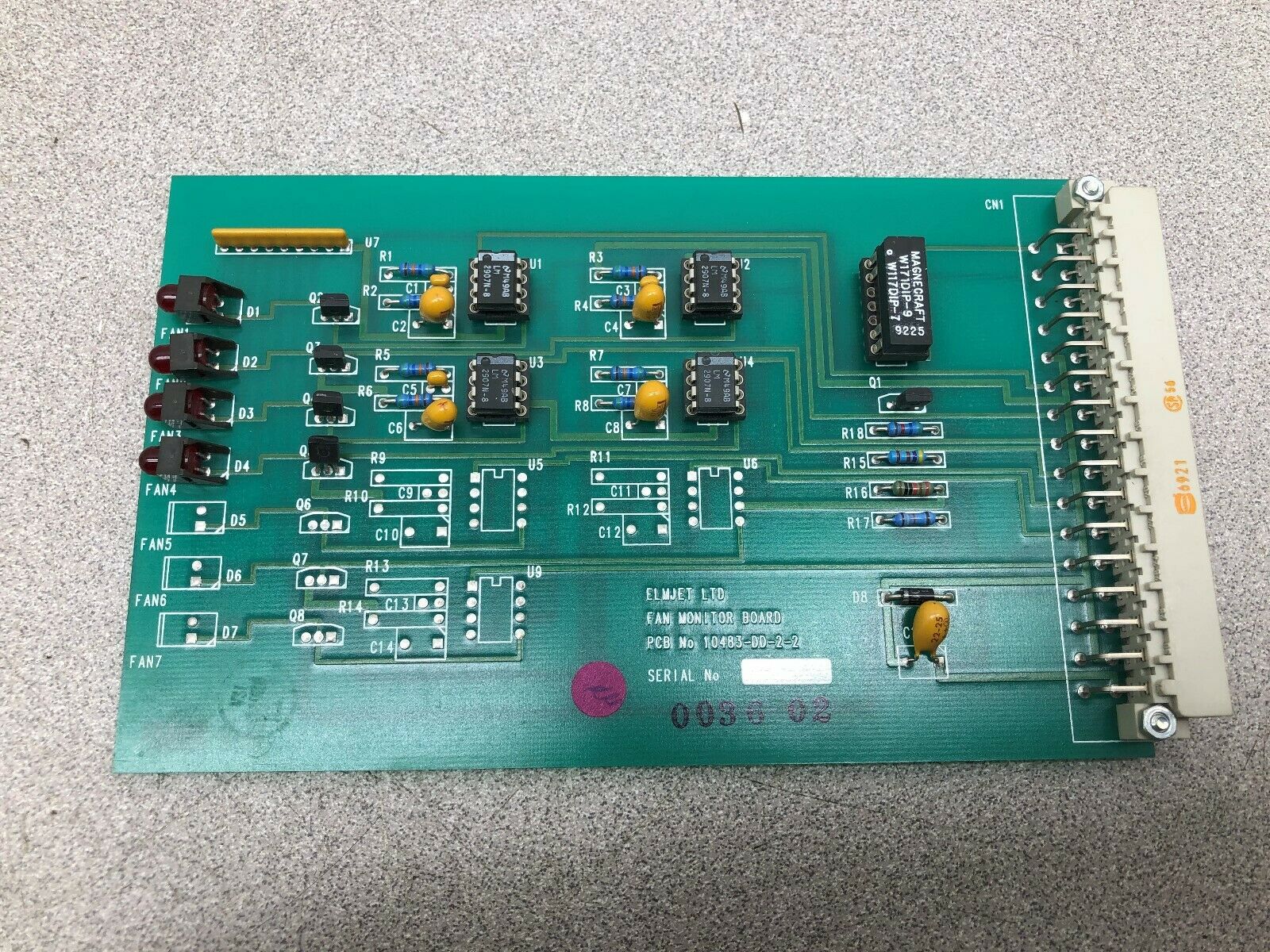 USED ELMJET LTD FAN MONITOR BOARD 10483-DD-2-2