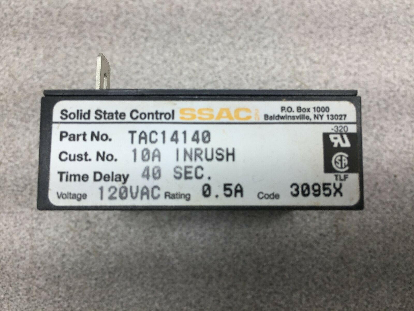 NEW IN BOX SSAC 40SEC 115VAC COIL TIME DELAY RELAY TAC14140