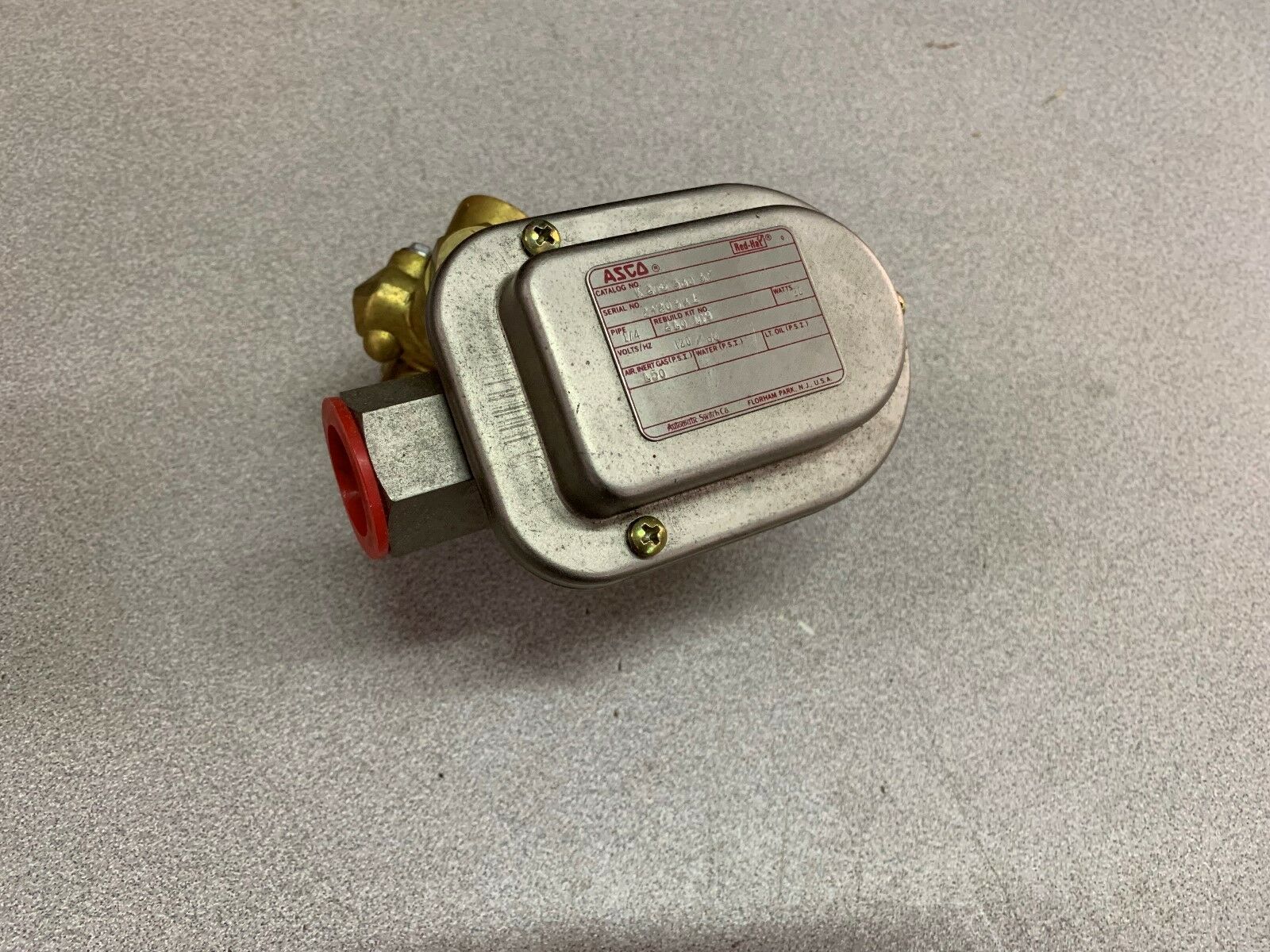 NEW ASCO RED HAT NUCLEAR SERIES 120V. 1/4" PIPE SOLENOID VALVE K 206 380 3F