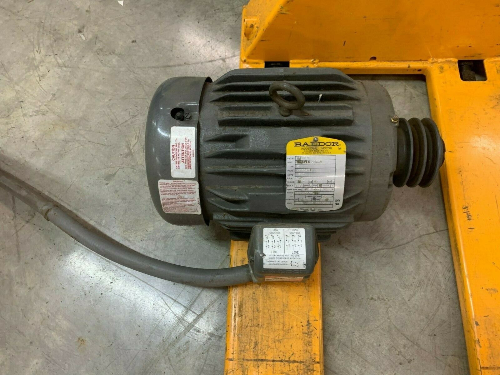 USED BALDOR 5HP 3450RPM MOTOR 230/460V. ELECTRIC M3663T