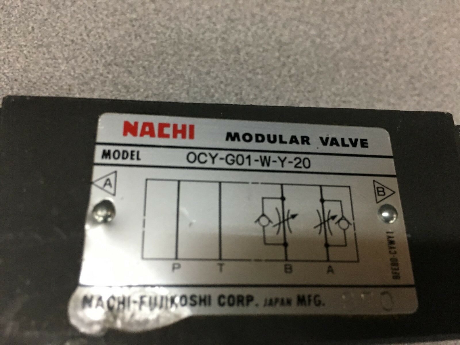 NEW NO BOX NAACHI MODULAR VALVE OCY-G01-W-Y-20