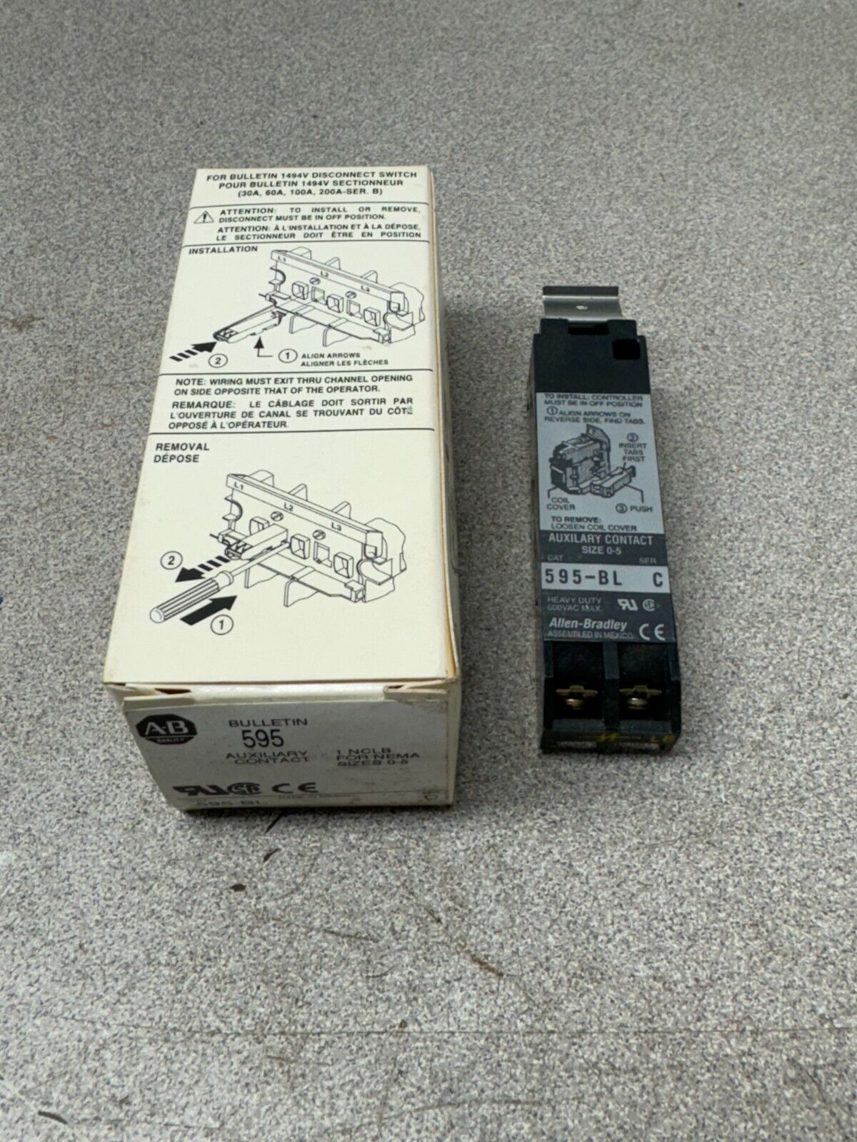 NEW IN BOX ALLEN BRADLEY AUXILIARY CONTACT 595-BL SERIES C SIZES 0-5