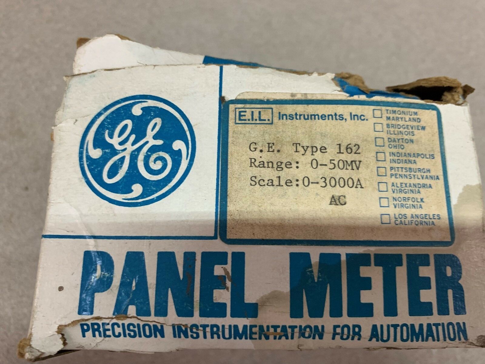 NEW IN BOX GE PANEL METER 162