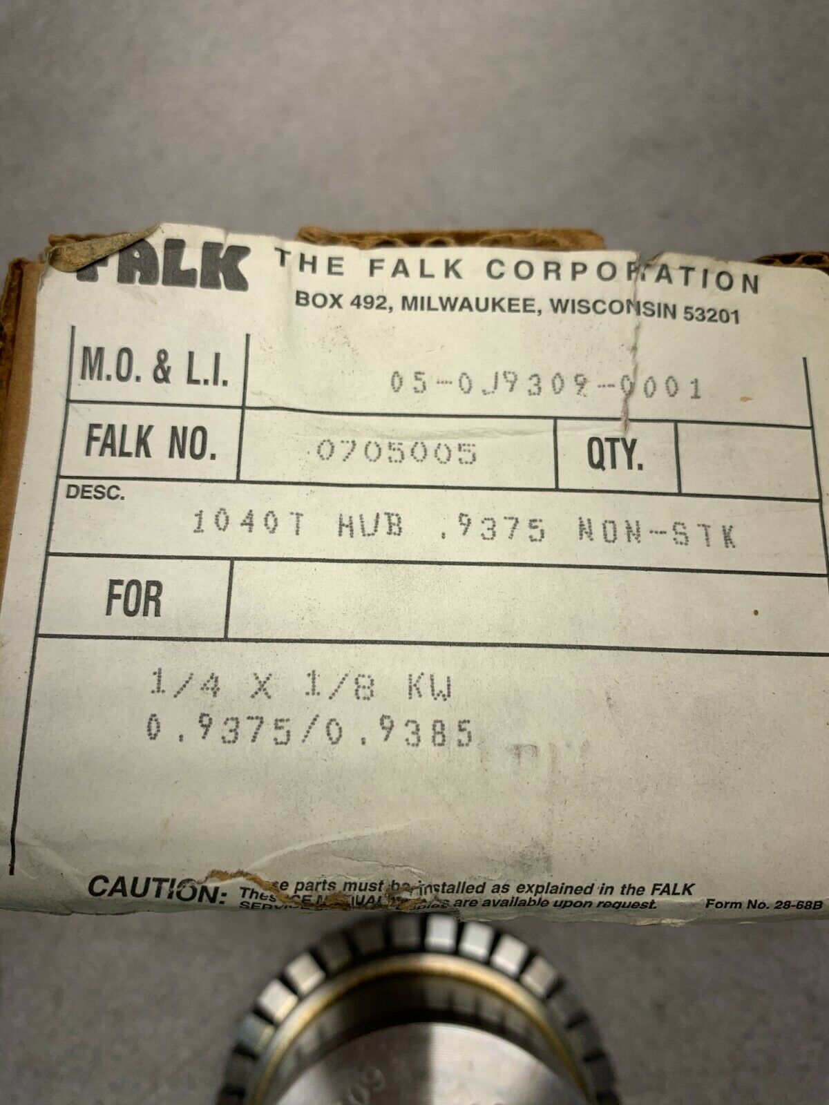 NEW IN BOX FALK 1/4 X 1/8 KW 1040T HUB 0705005