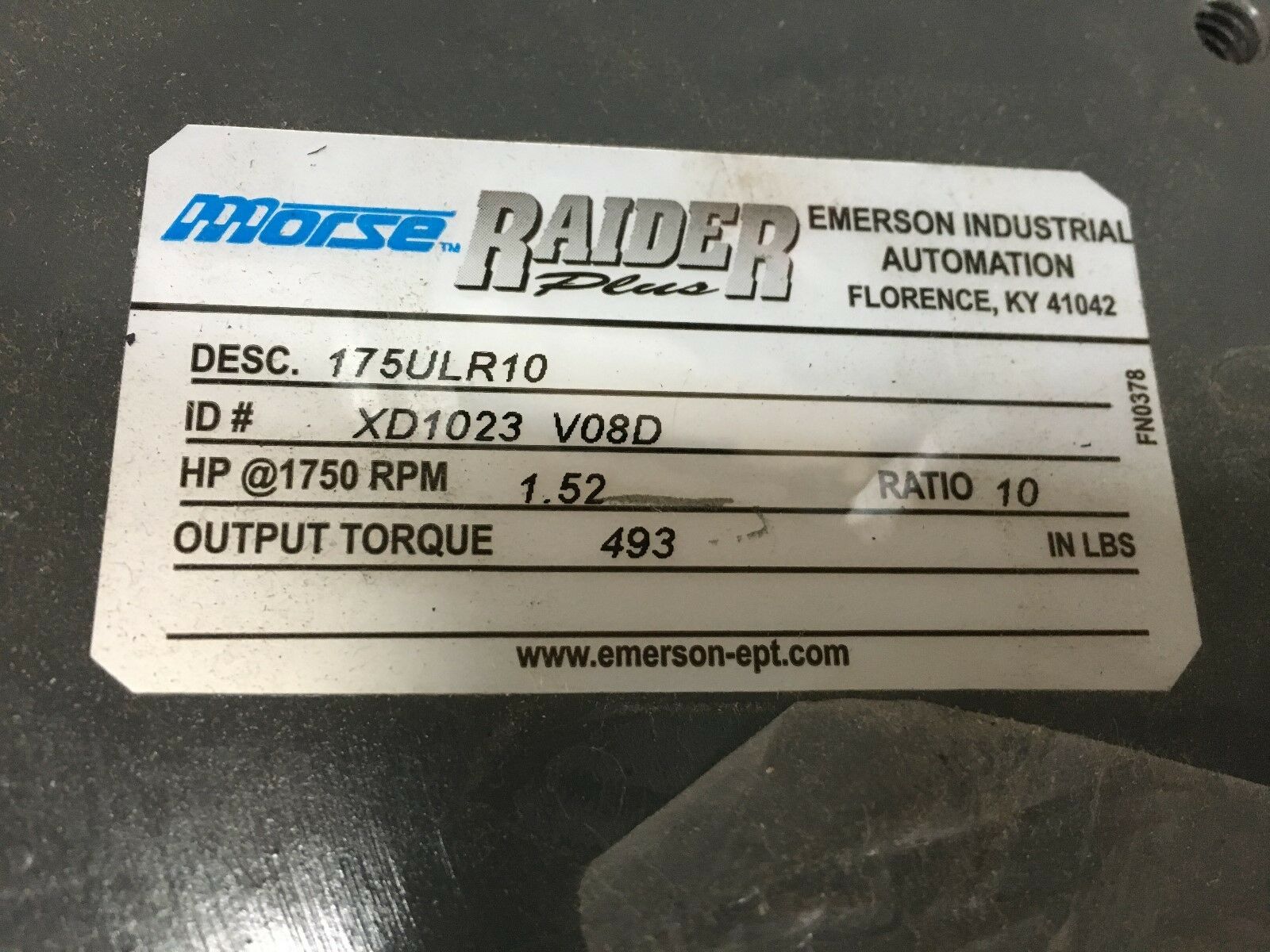 NEW NO BOX MORSE RAIDER 175ULR10 GEAR REDUCER XD1023 V08D