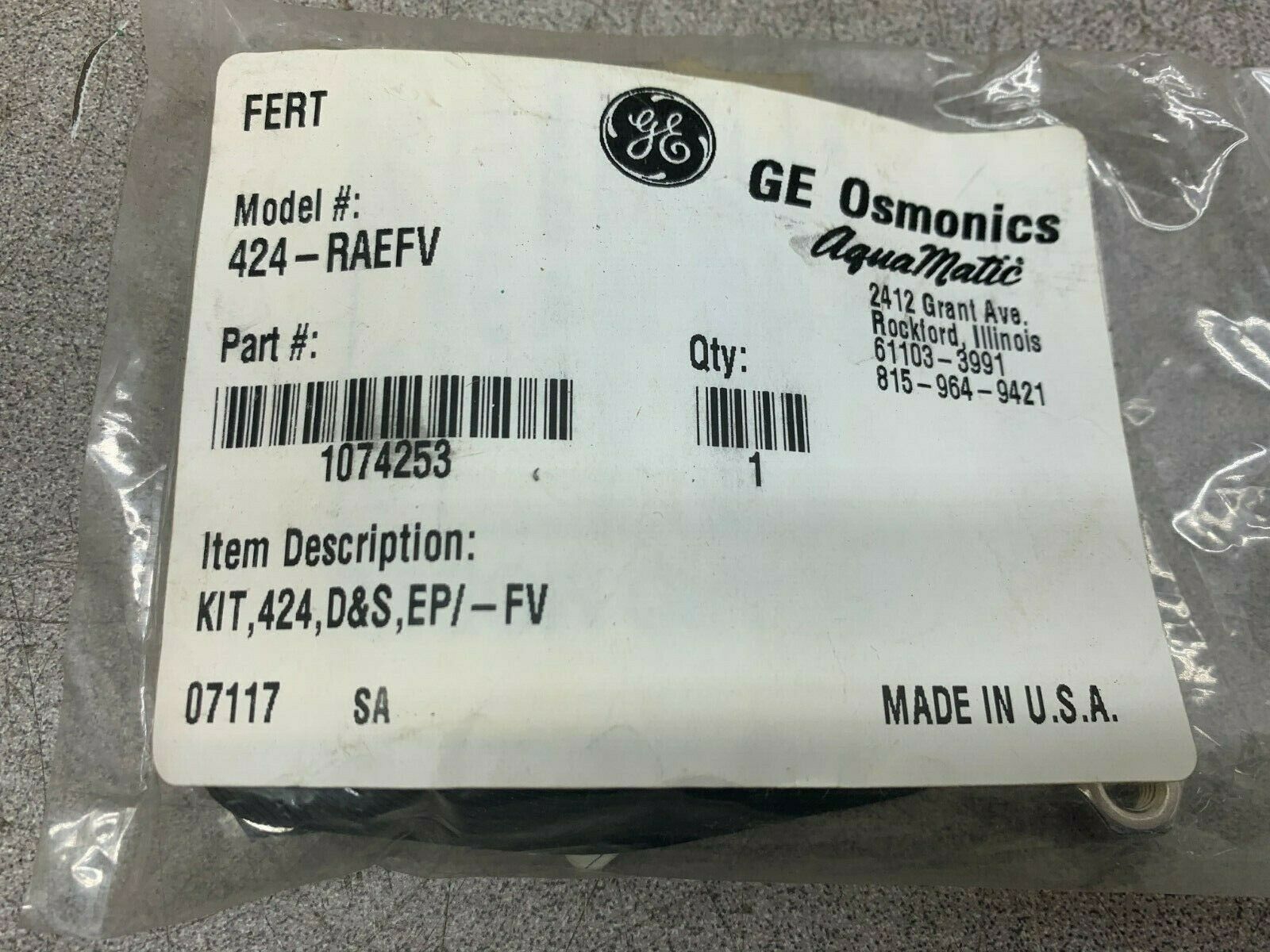 NEW IN PACKAGE GE PUMP REPAIR KIT 424-RAEFV