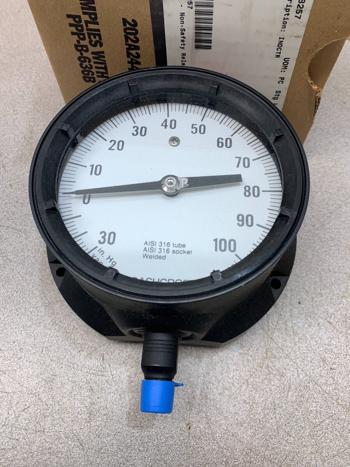 NEW IN BOX ASHCROFT 4-1/2" PRESSURE GAUGE 45 1379 SS 02L 30IMV & 100PSI