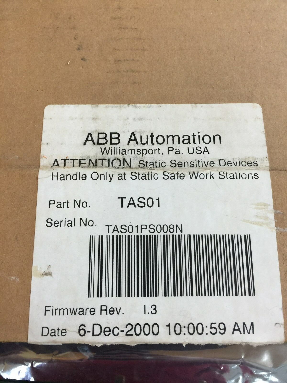 NEW IN BOX  ABB ETSI TURBINE AUTOSYNCHRONIZATION SLAVE MODULE TAS01 BAILEY