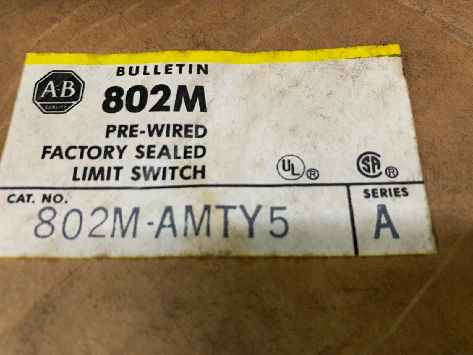 USED WITH BOX ALLEN BRADLEY LIMIT SWITCH 802M-AMTY5 SERIES A