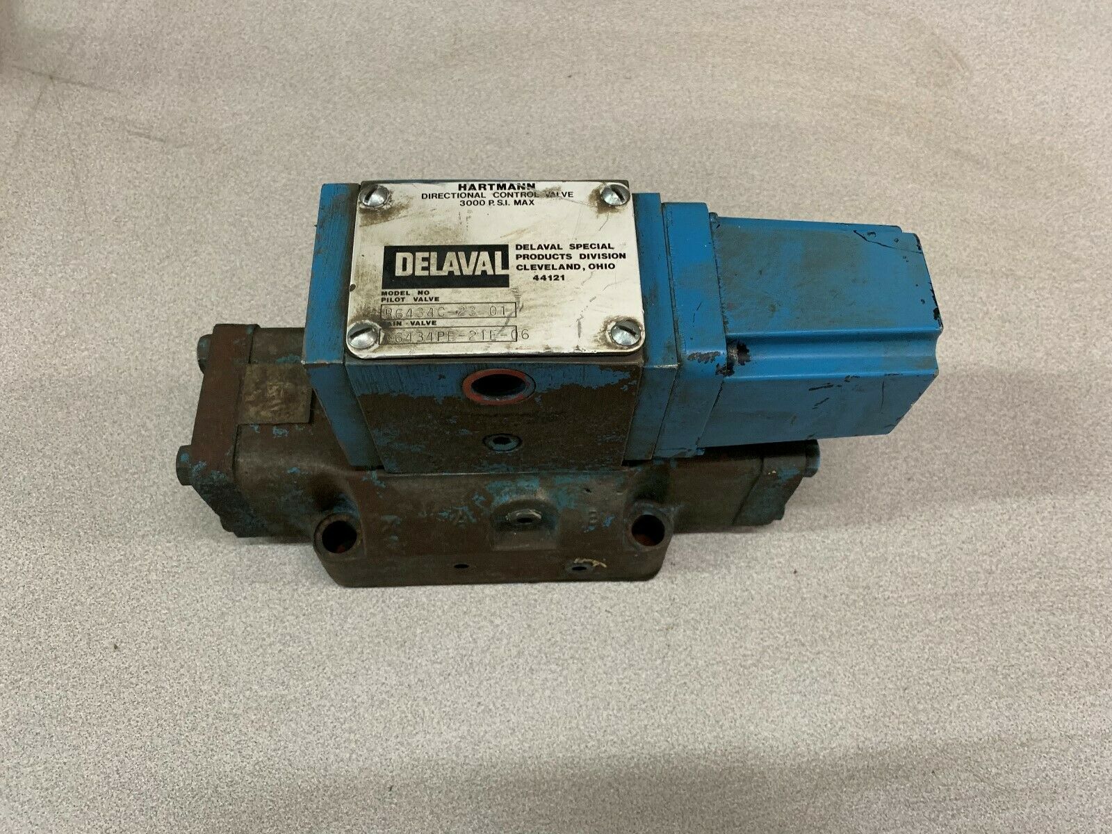 NEW NO BOX HARTMANN R6434C-23-01 HYDRAULIC VALVE DELAVAL R6434PE-21E-06