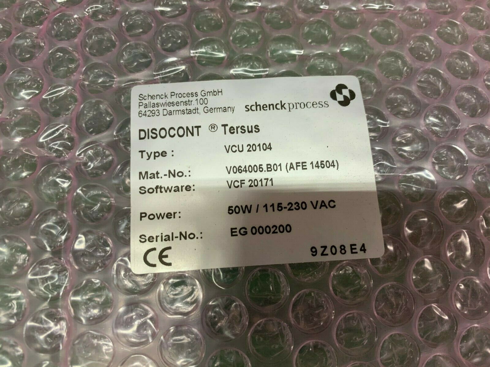 NEW NO BOX SCHENCK PROCESS DISOCONT TERSUS VCU 20104 CONTROL UNIT V064005.B01