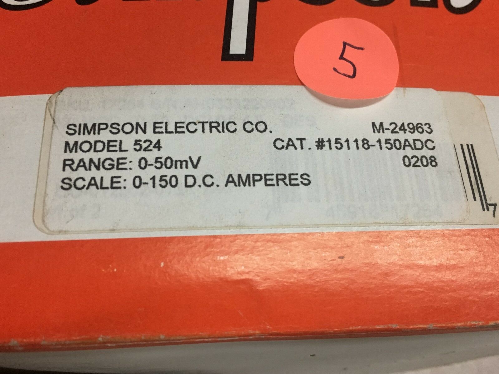 NEW IN BOX SIMPSONS PANEL METER 15118-150ADC