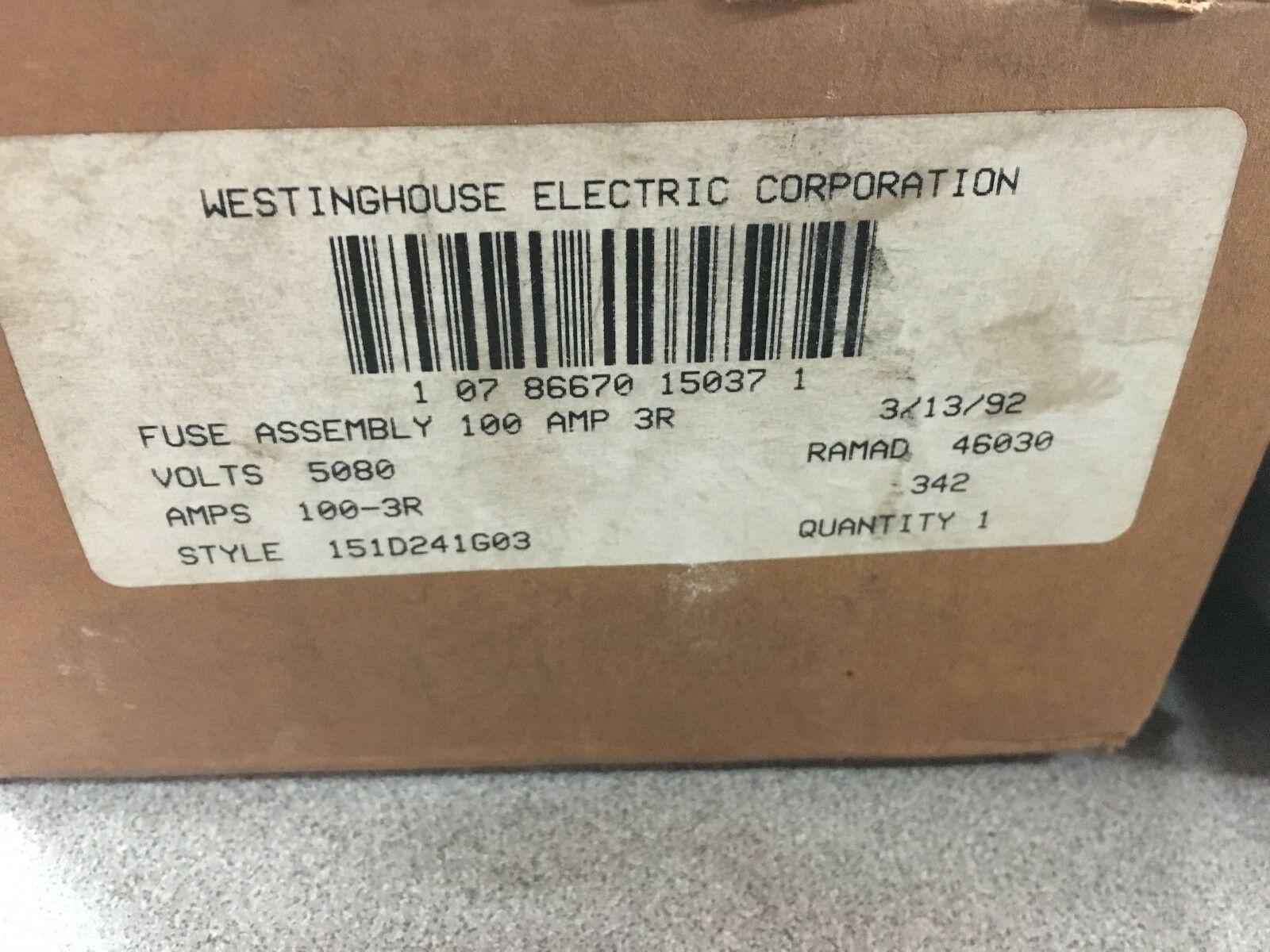 NEW IN BOX WESTINGHOUSE 100AMP CLS-14 FUSE 151D241G03