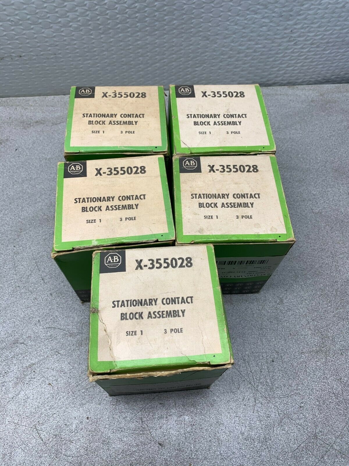 LOT OF 5 NEW ALLEN-BRADLEY SIZE 1 STATIONARY CONTACT BLOCK ASSEMBLY X-355028