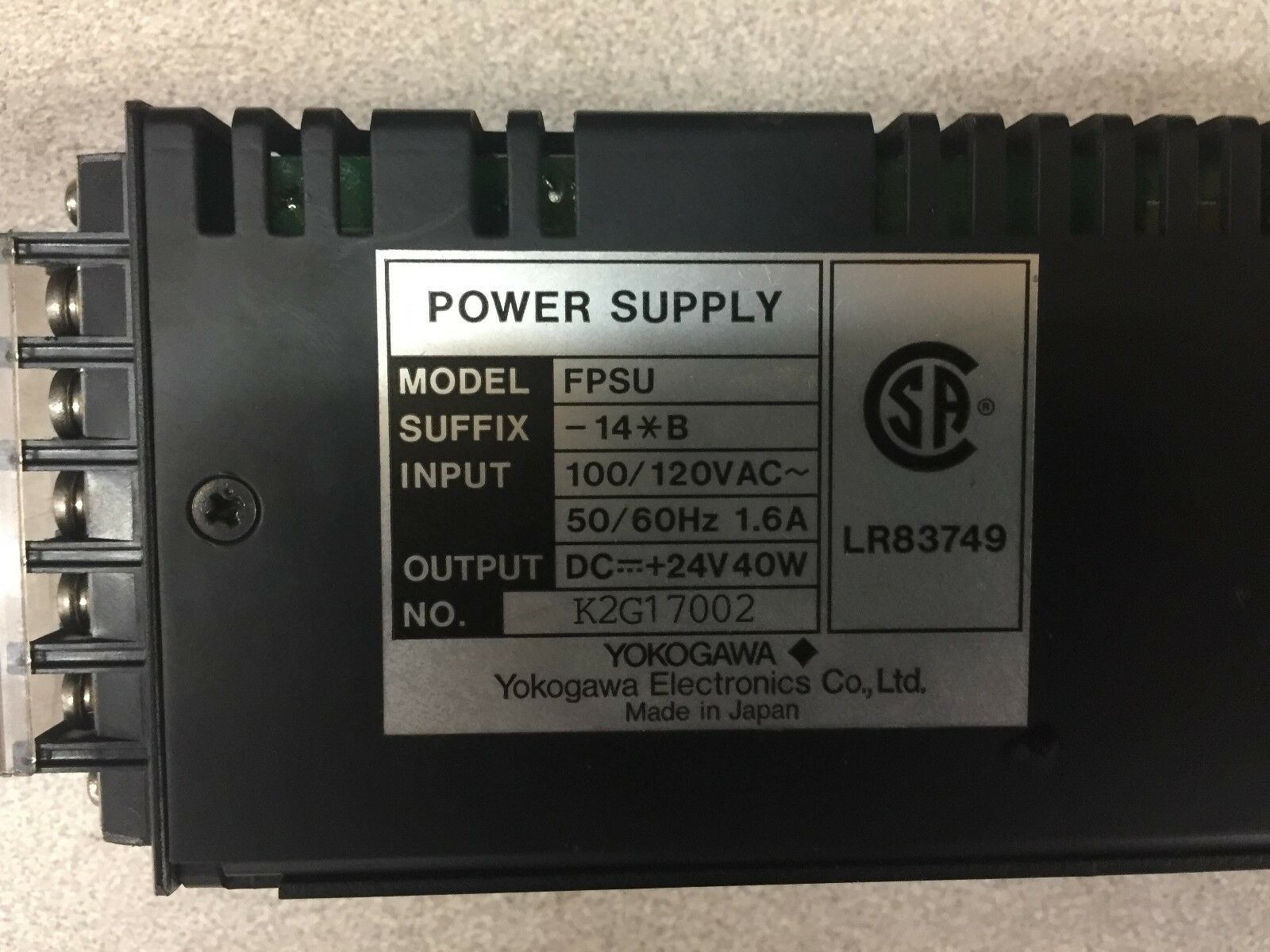 USED YOKOGAWA POWER SUPPLY FPSU-14*B  K2G17002