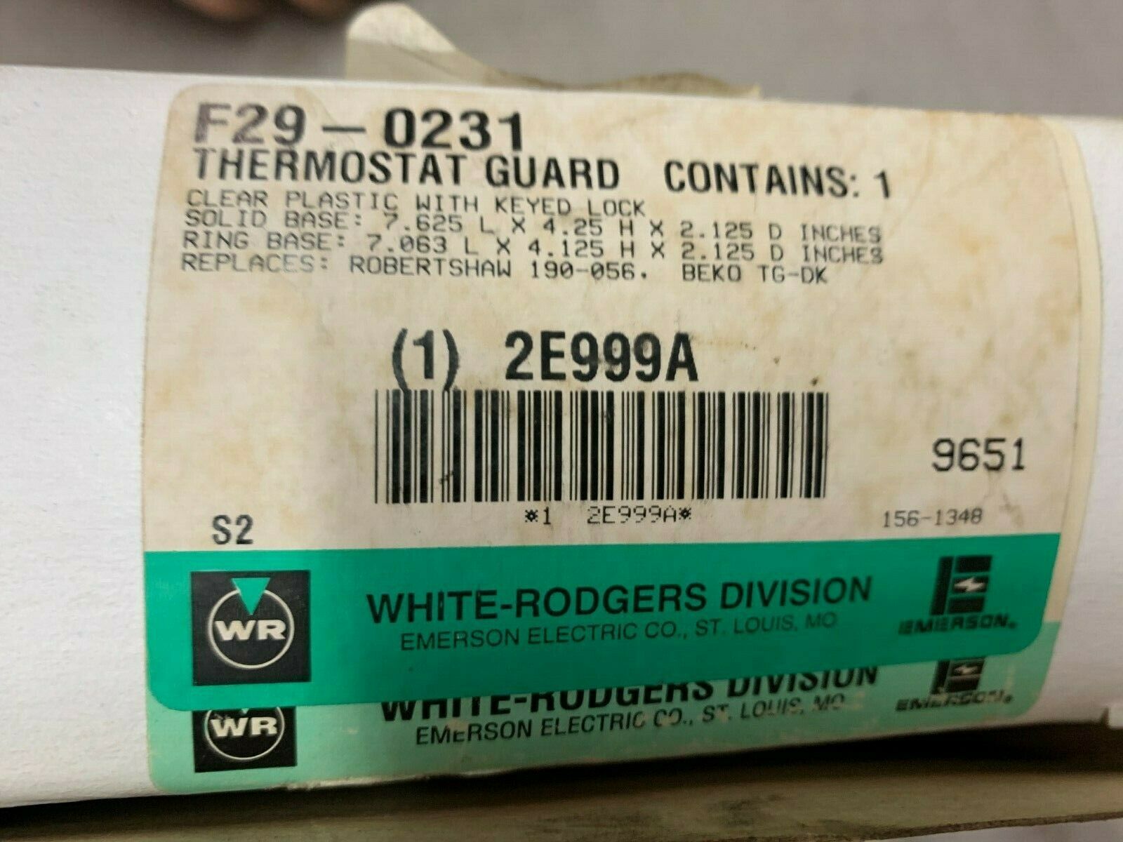 NEW IN BOX WHITE RODGERS 2E9992 THERMOSTAT GUARD F29-0231