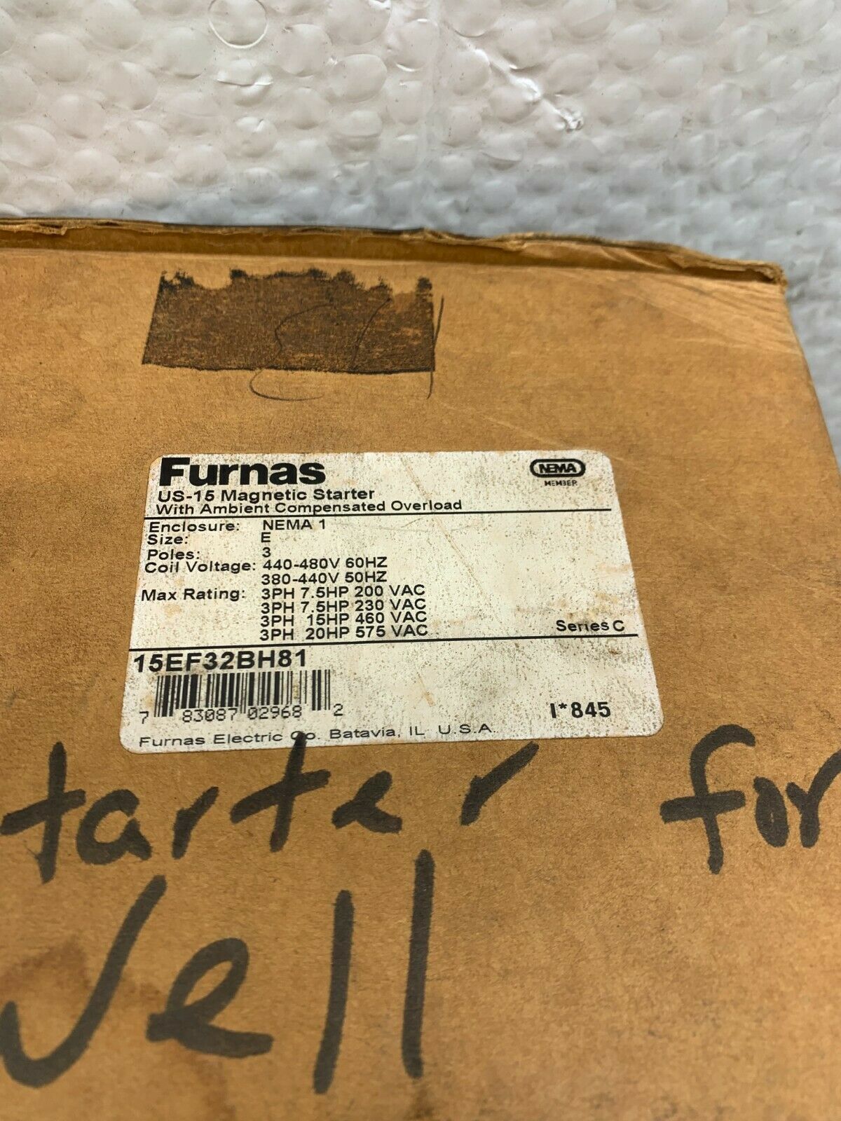 NEW IN BOX FURNAS STARTER IN ENCLOSURE 15EF32BH81