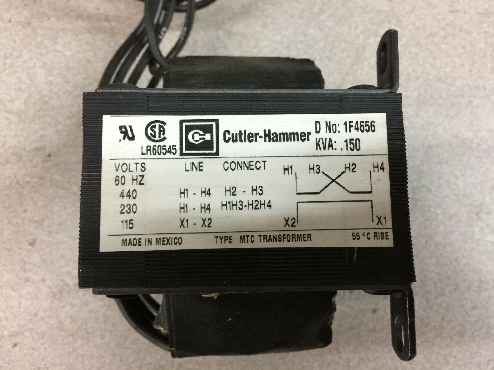 NEW IN BOX CUTLER HAMMER 0.150KVA 1PH 230/460VAC PRI 115VAC SEC CONTROL TRANSFOR