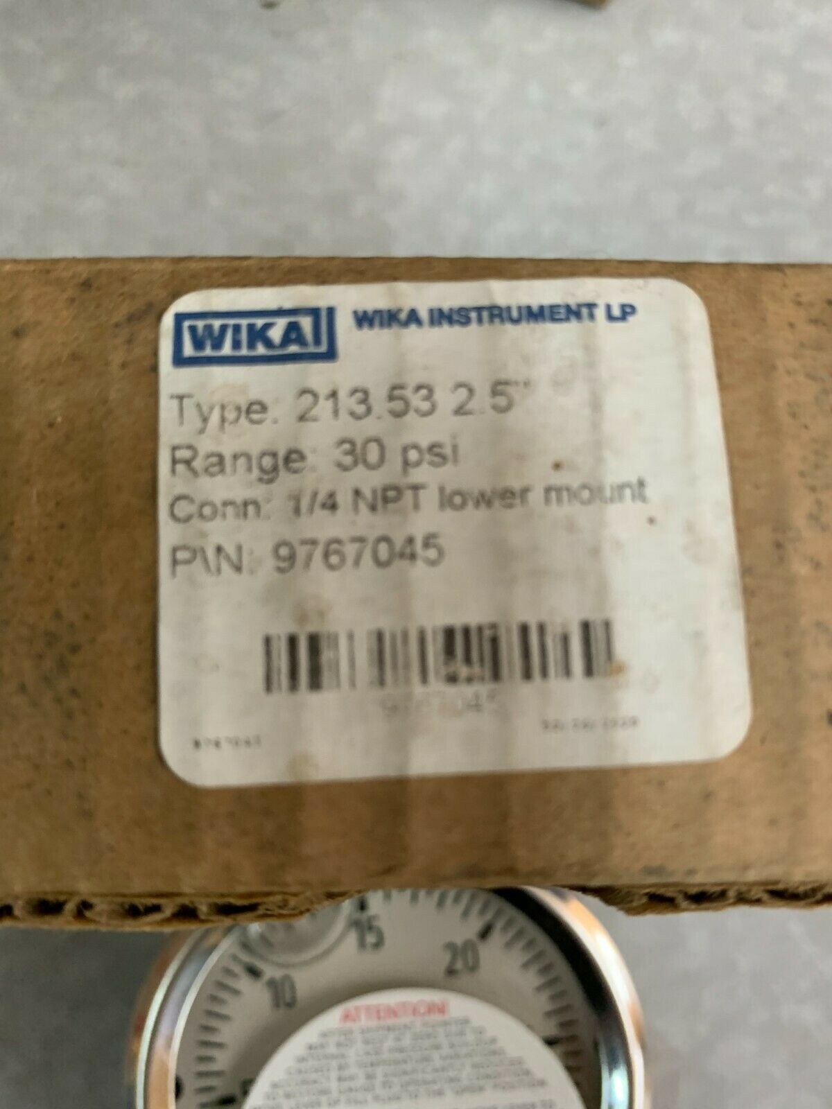 NEW IN BOX WIKA 30 PSI 1/4NPT PRESSURE GAUGE 9767045