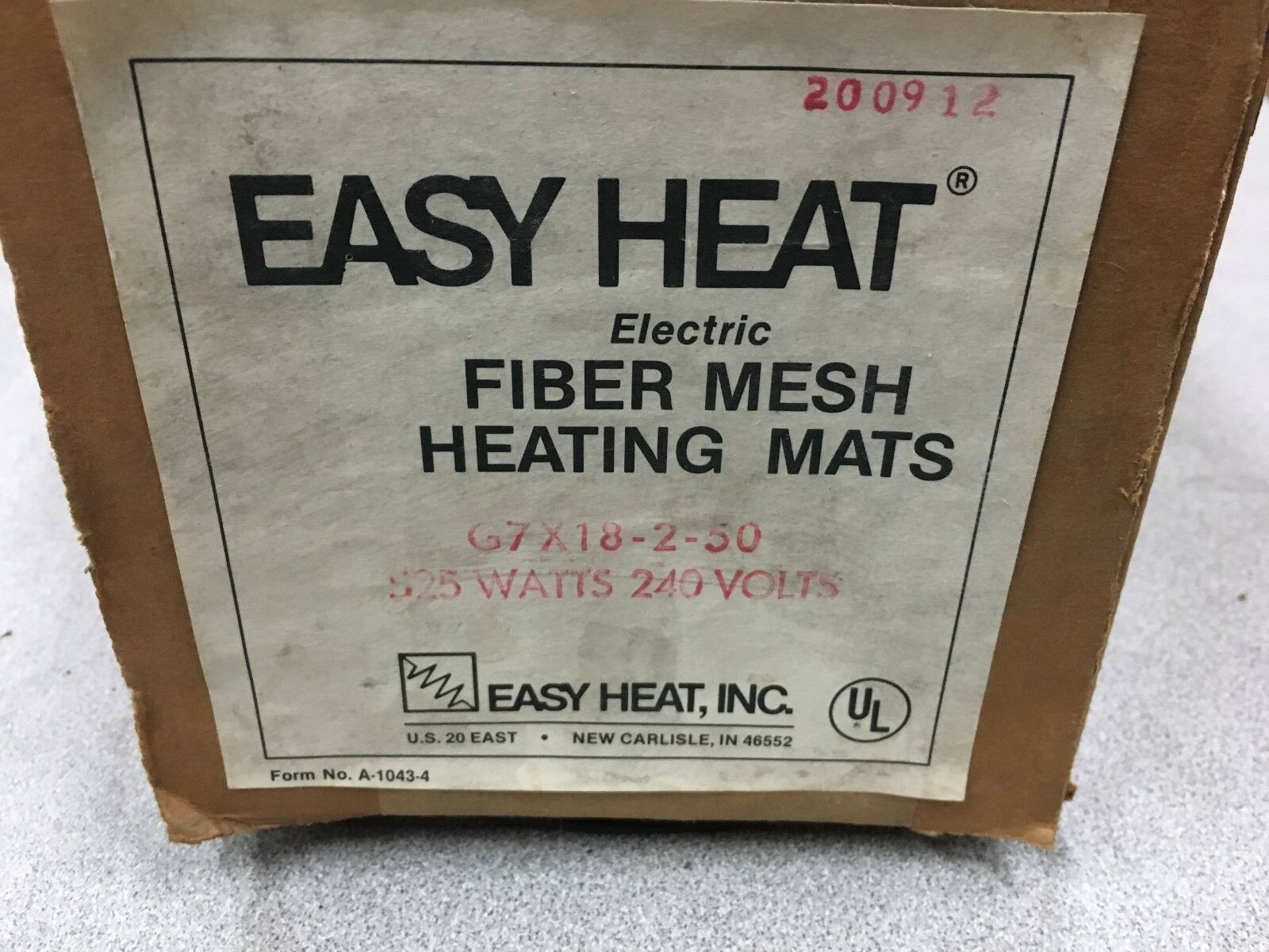 NEW IN BOX EASY HEAT ELECTRIC FIBER MESH HEATING MAT G7 X 18-2-50