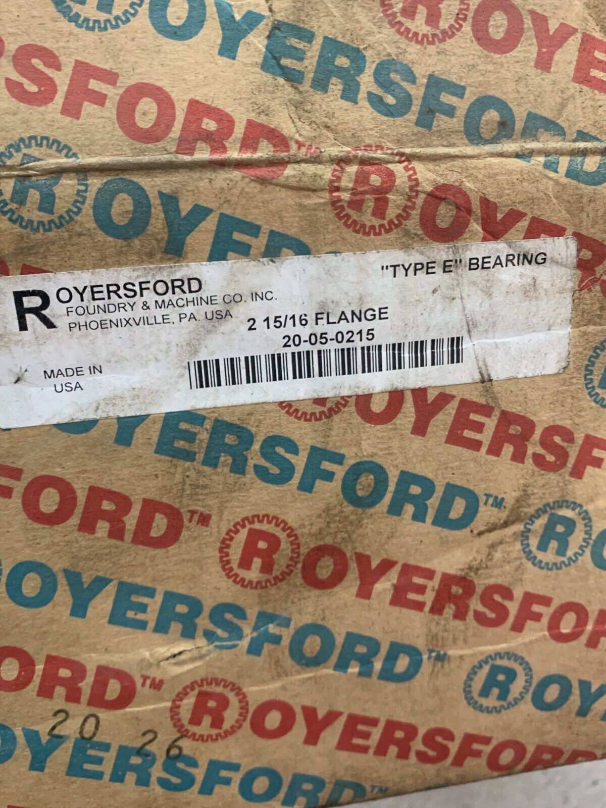 NEW IN BOX ROYERSFORD 4-BOLT TYPE-E FLANGE BEARING 2-15/16" BORE 20-05-0215