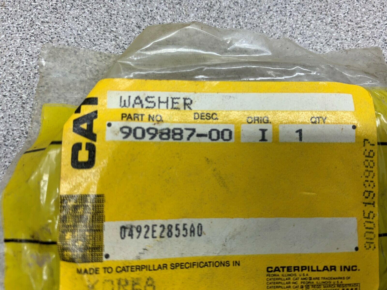 LOT OF 3 NEW NO BOX CATERPILLAR WASHER 909887-00