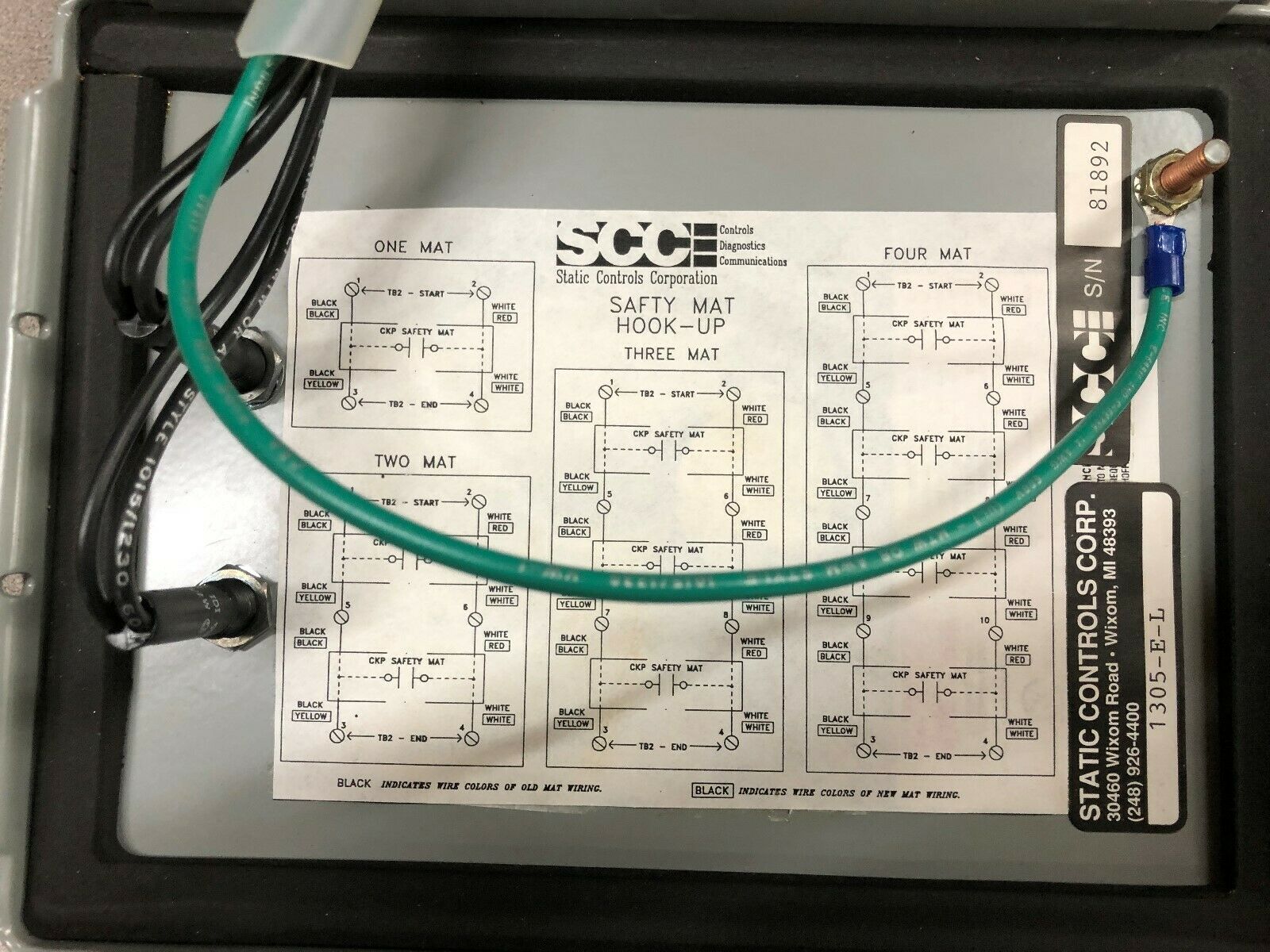 NEW IN BOX STATIC CONTROLS CORP SAFETY MAT FAIL SAFE CONTROL BOX 1305-E-L