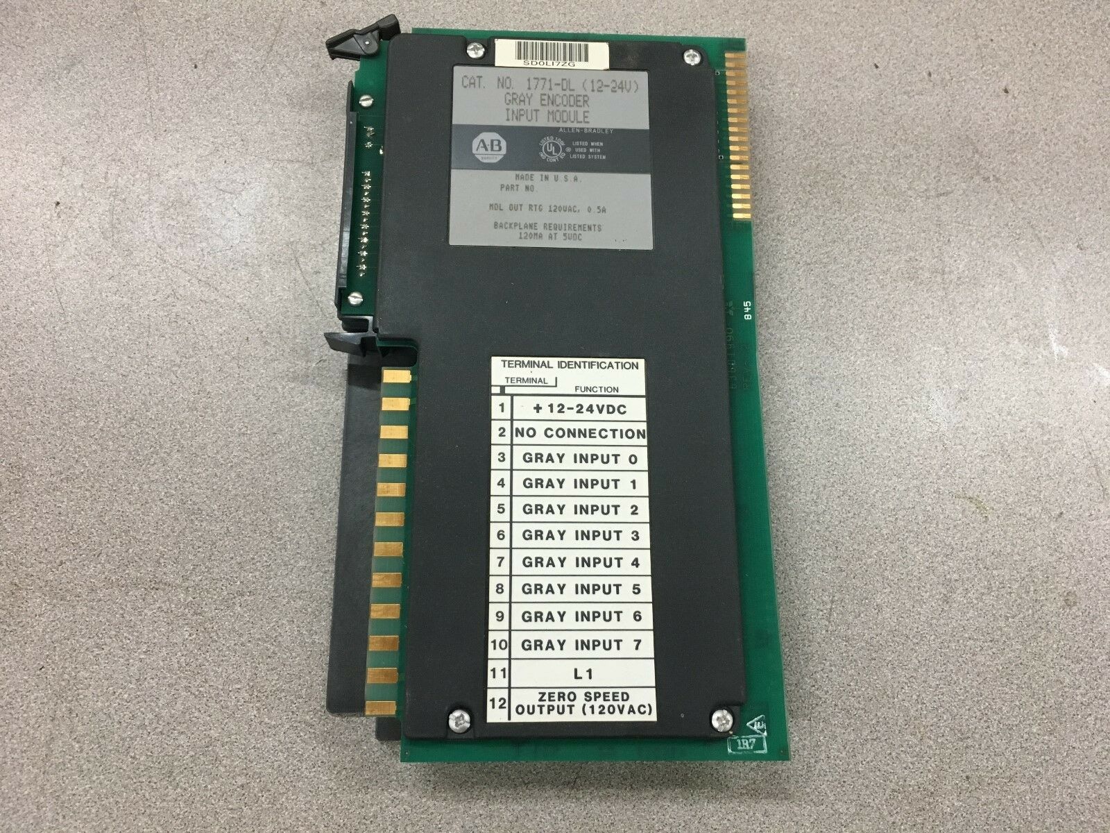 USED ALLEN-BRADLEY PLC-5 GRAY ENCODER INPUT MODULE 1771-DL