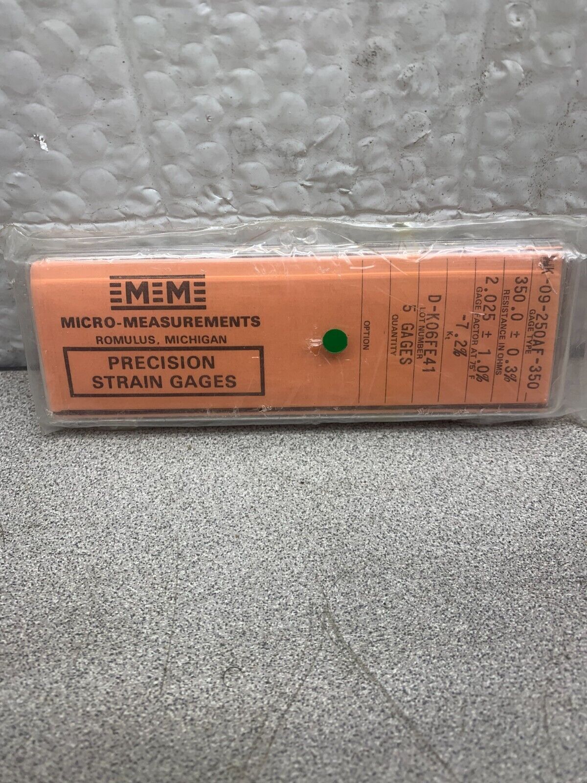 NEW PACK OF 5 MICRO-MEASUREMENTS PRECISION STRAIN GAGES WK-09-250AF-350