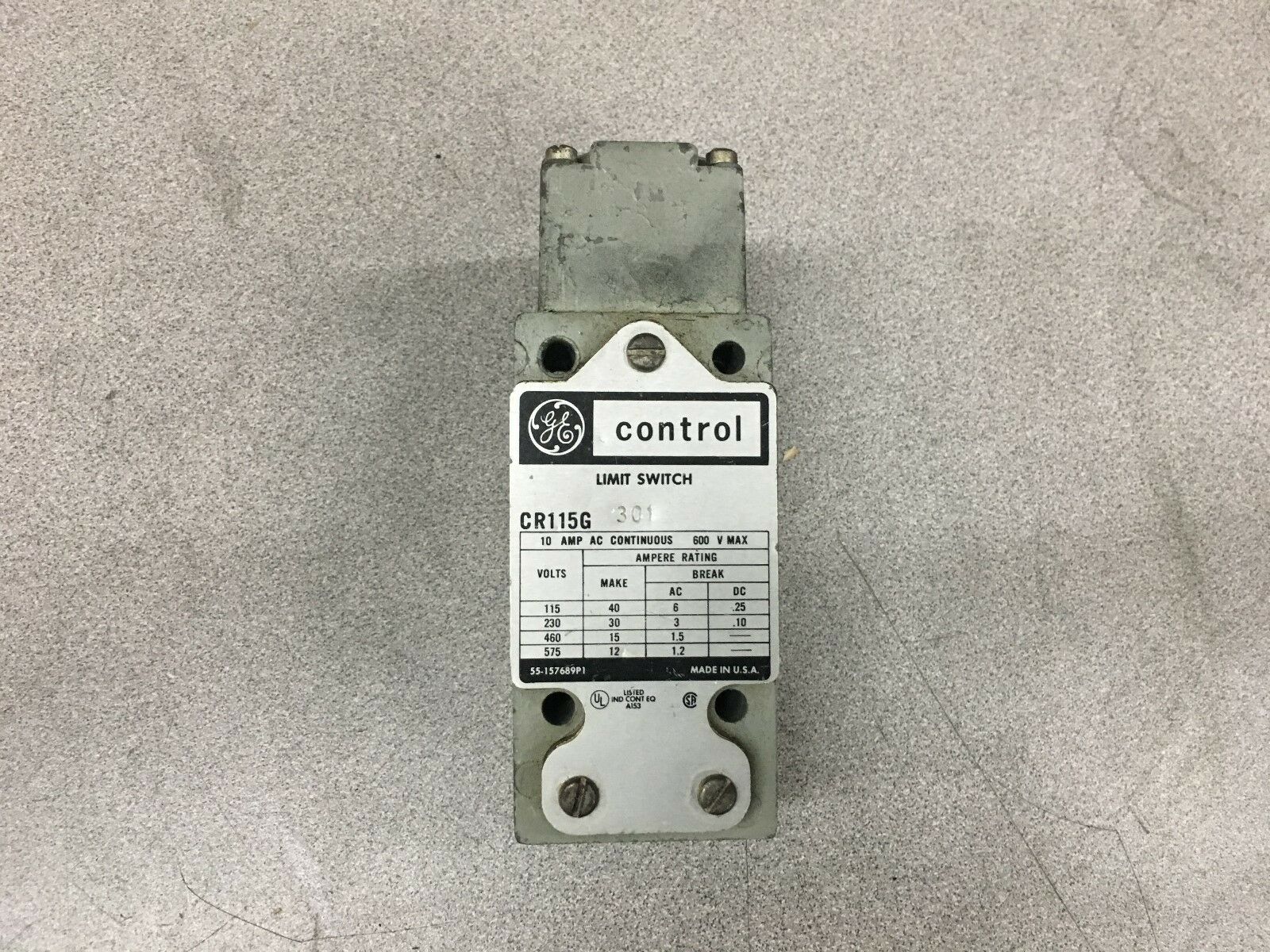 USED GENERAL ELECTRIC LIMIT SWITCH CR115G 301