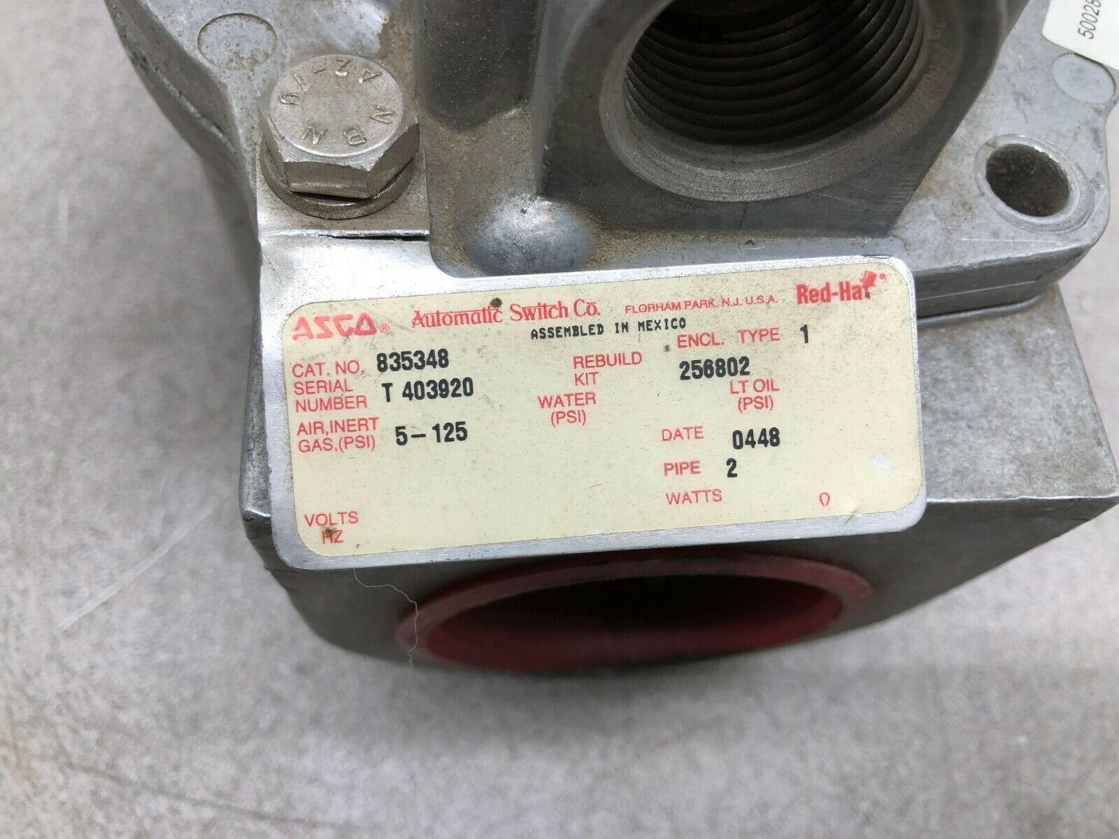 NEW NO BOX ASCO RED HAT VALVE 2" PIPE SIZE 835348