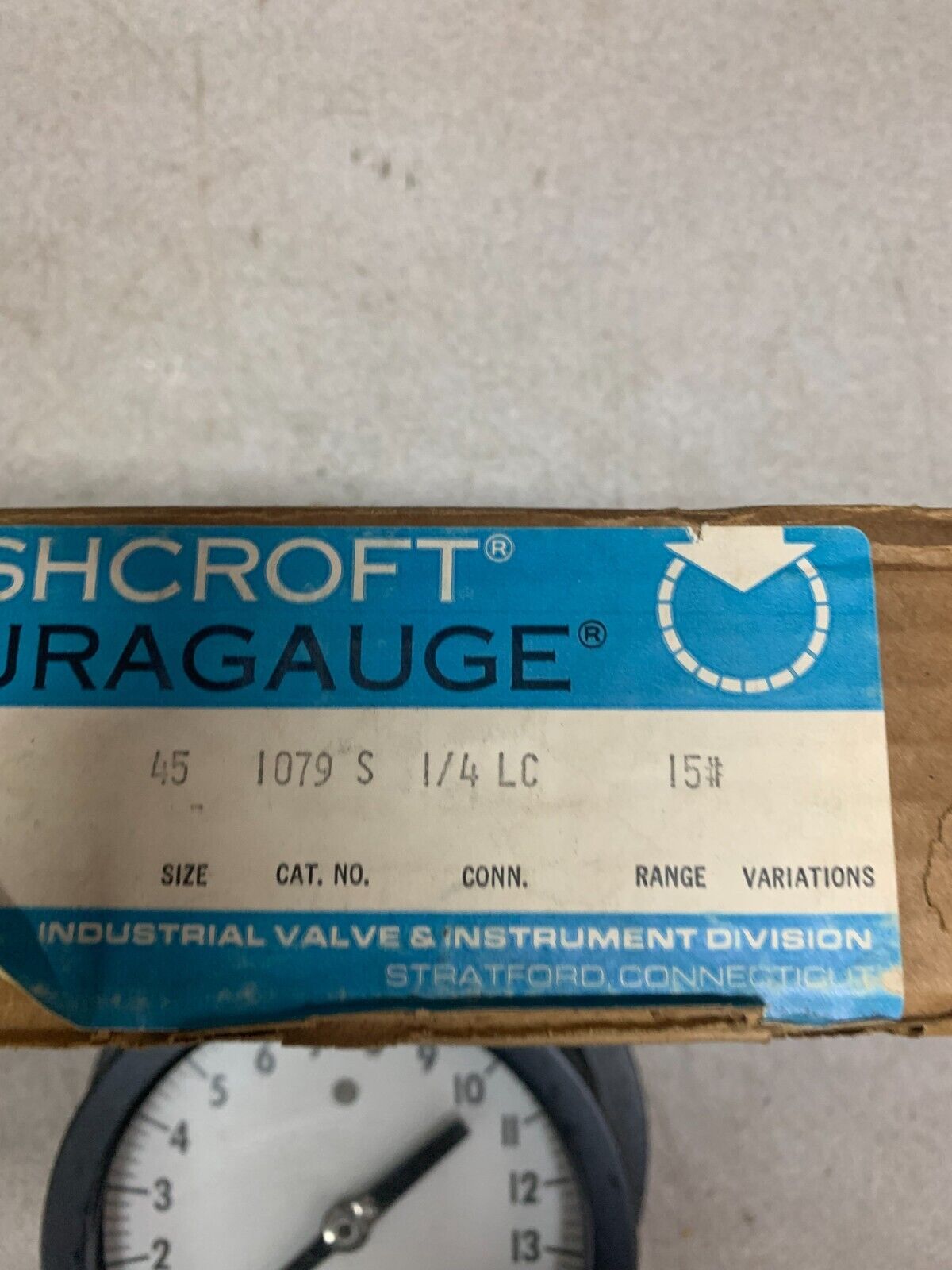 NEW IN BOX ASHCROFT DURAGAUGE SIZE 45 1079S 1/4 L