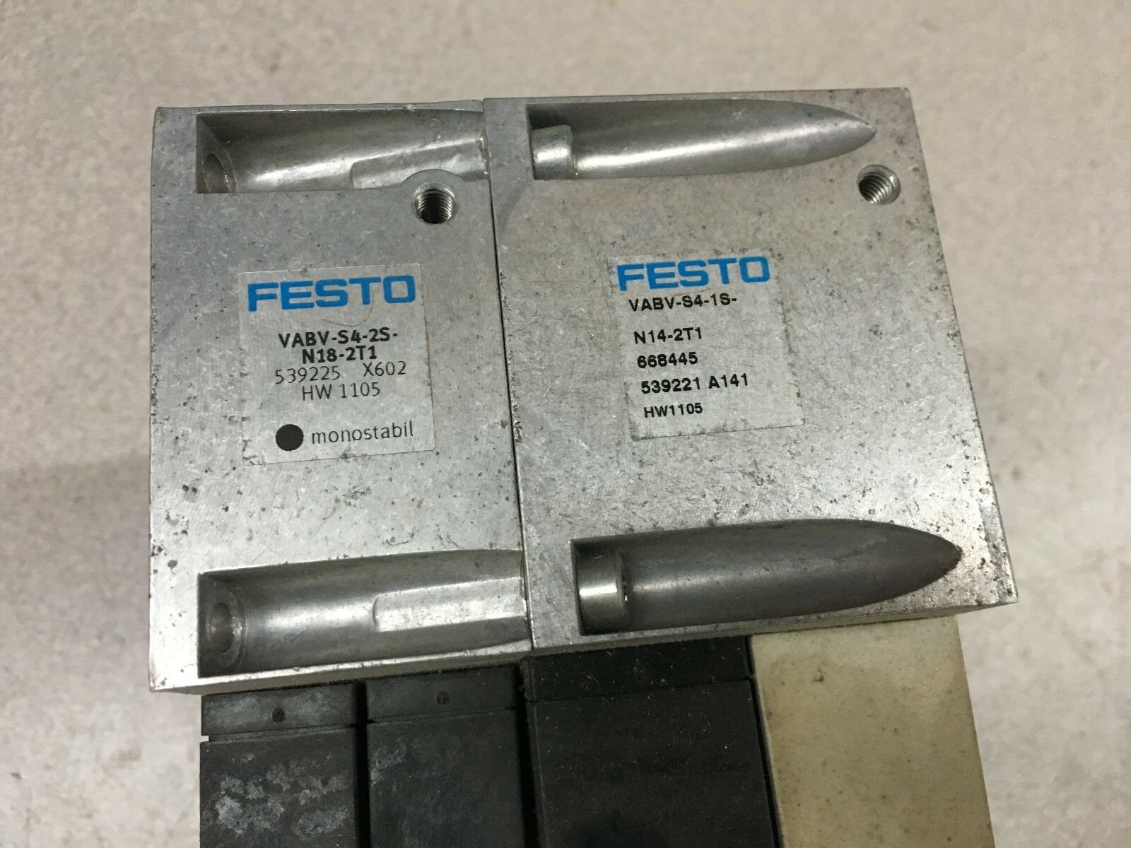 USED FESTO SOLENOID VALVE SETUP VSVA-B-M52-MZD-A1-1T1L WITH VABB-S4-1-WT