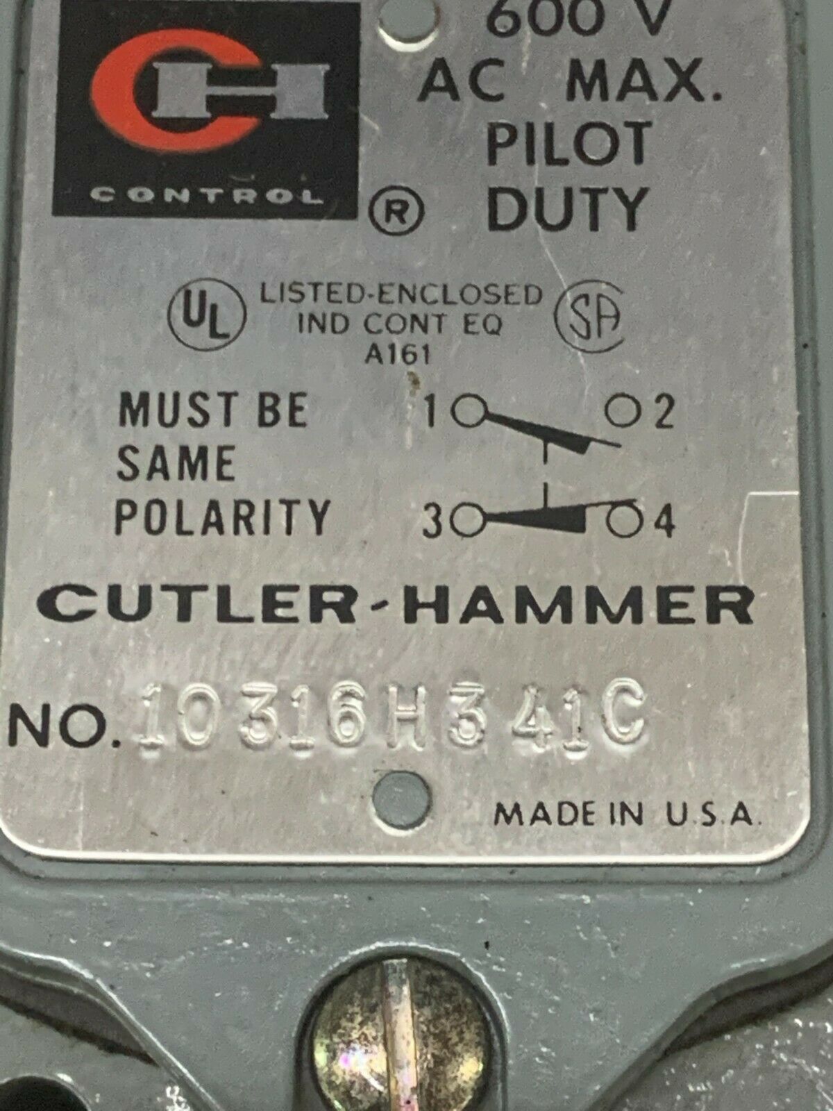 USED CUTLER-HAMMER LIMIT SWITCH 10316H341C