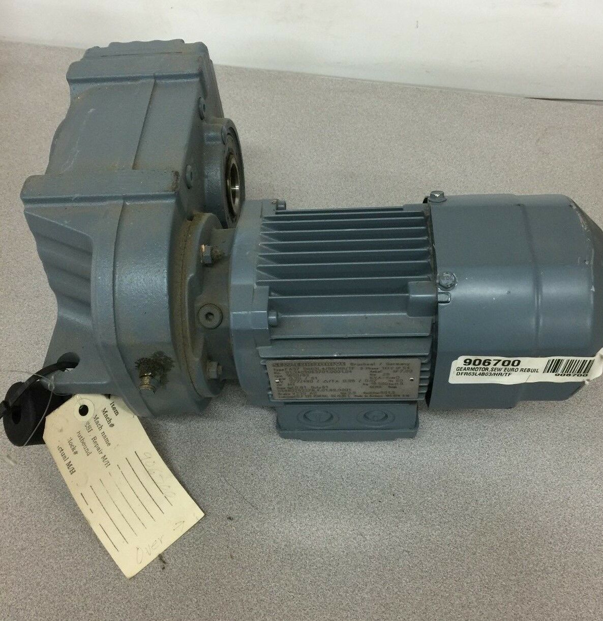 NEW SEW-EURODRUVE 1600RPM GEARMOTOR 19.27:1 RATIO FA37DR63L4BR/HR/TF