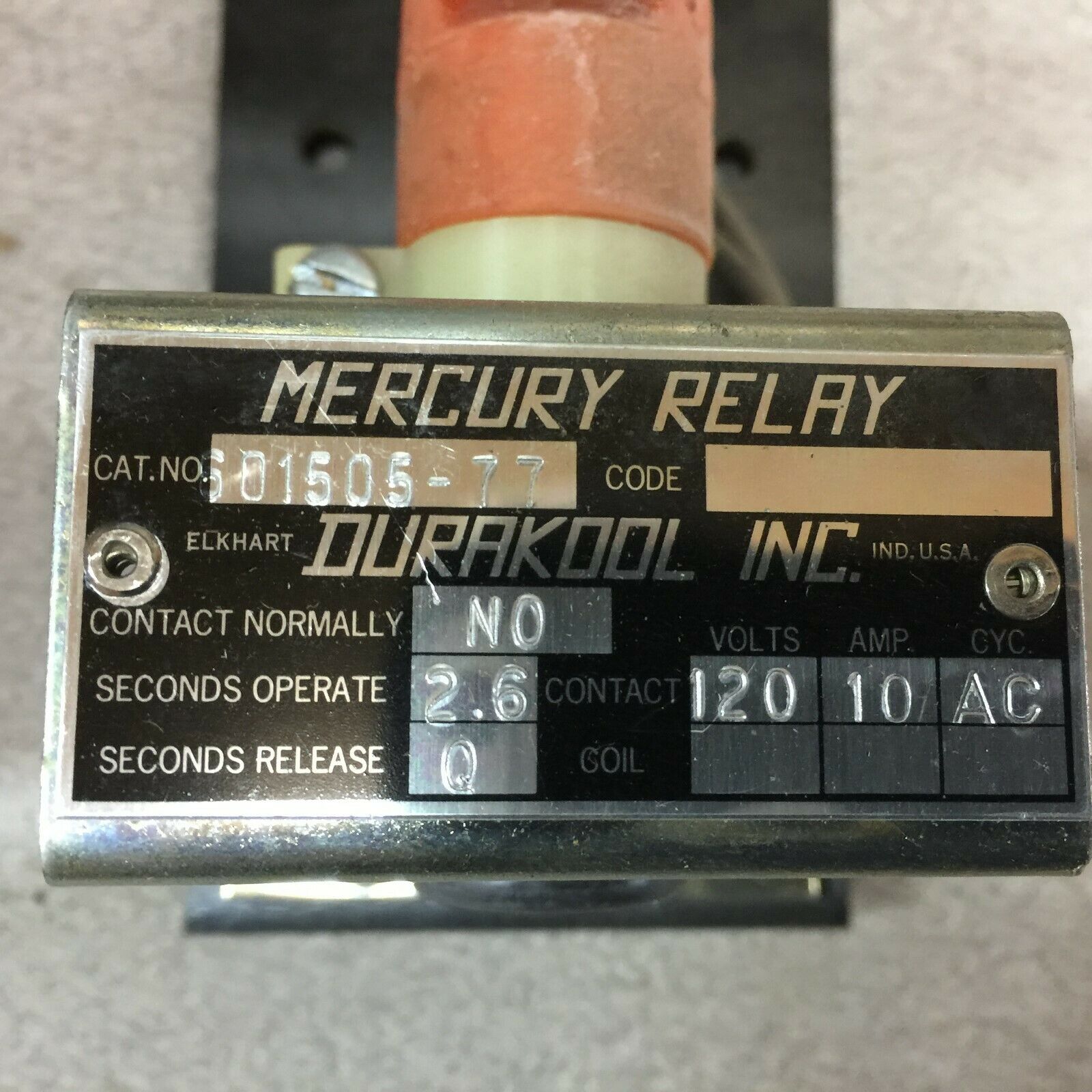 NEW IN BOX DURAKOOL 10AMP 120VAC MERCURY RELAY 601505-77