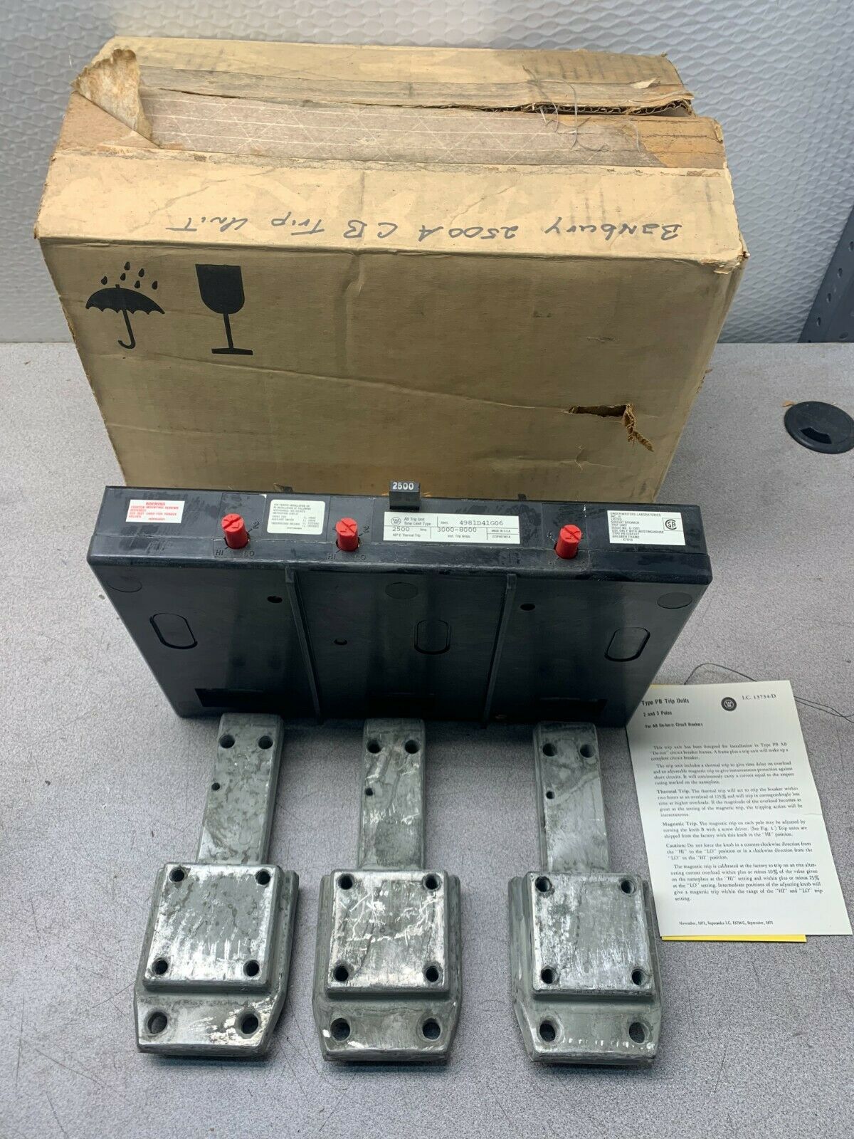 NEW IN BOX WESTINGHOUSE 3 POLE 2500AMP 4981D41G06 TRIP UNIT PB32500T