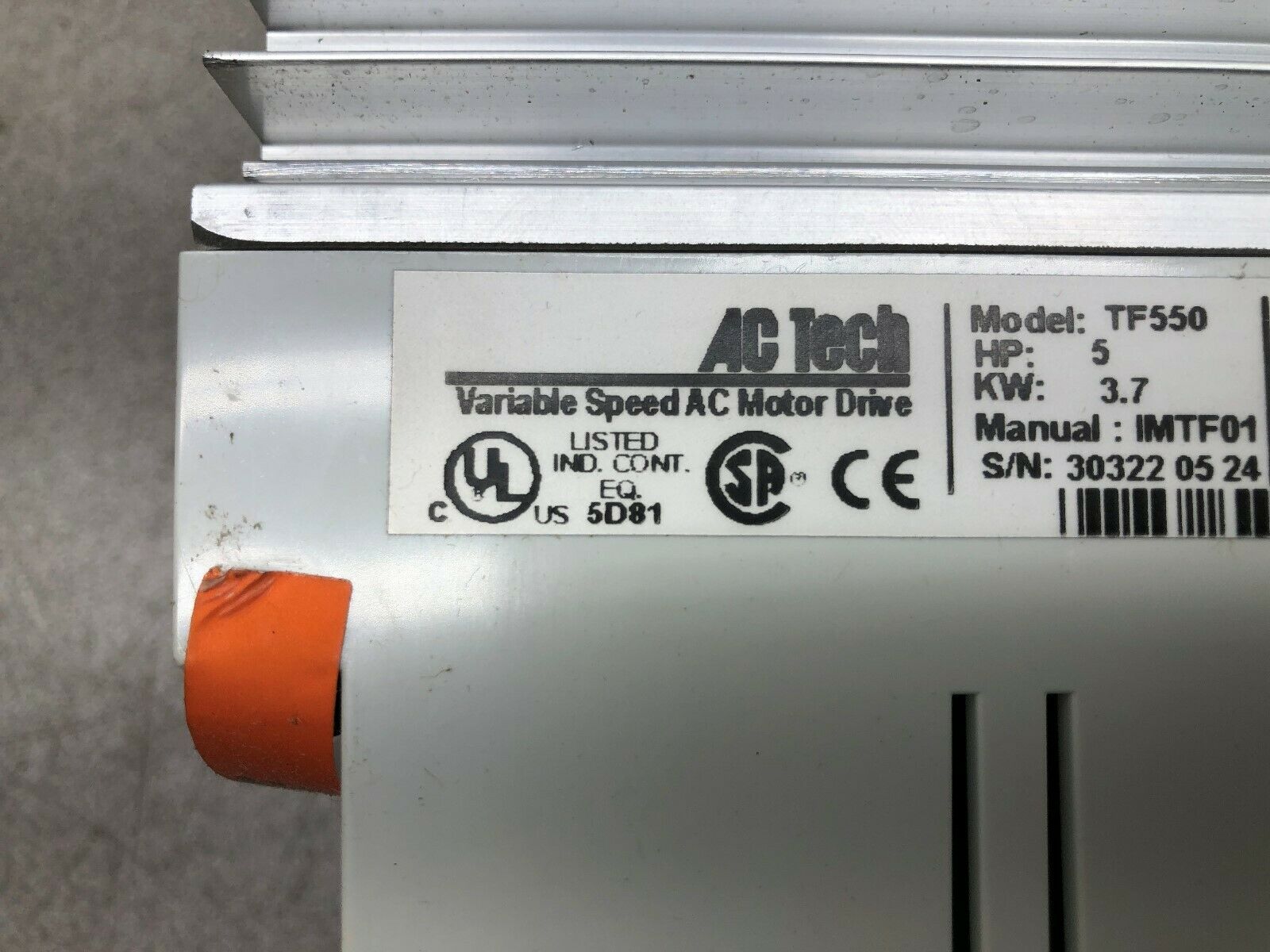 NEW IN BOX AC TECH 5 HP 6.6 AMPS 3 PH 480/590 VAC 0-240 HZ VARIABLE SPEEN AC MOT