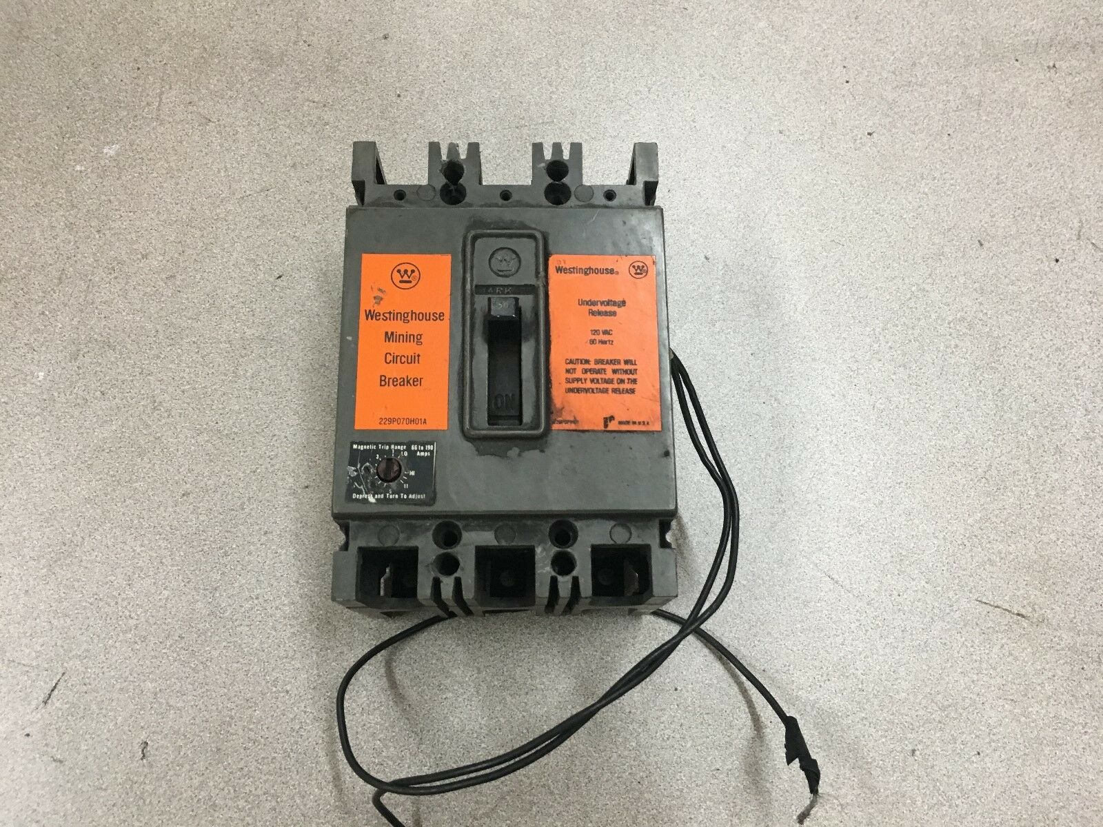 USED WESTINGHOUSE 3 POLE 50AMP MINING CIRCUIT BREAKER 2609D55G40