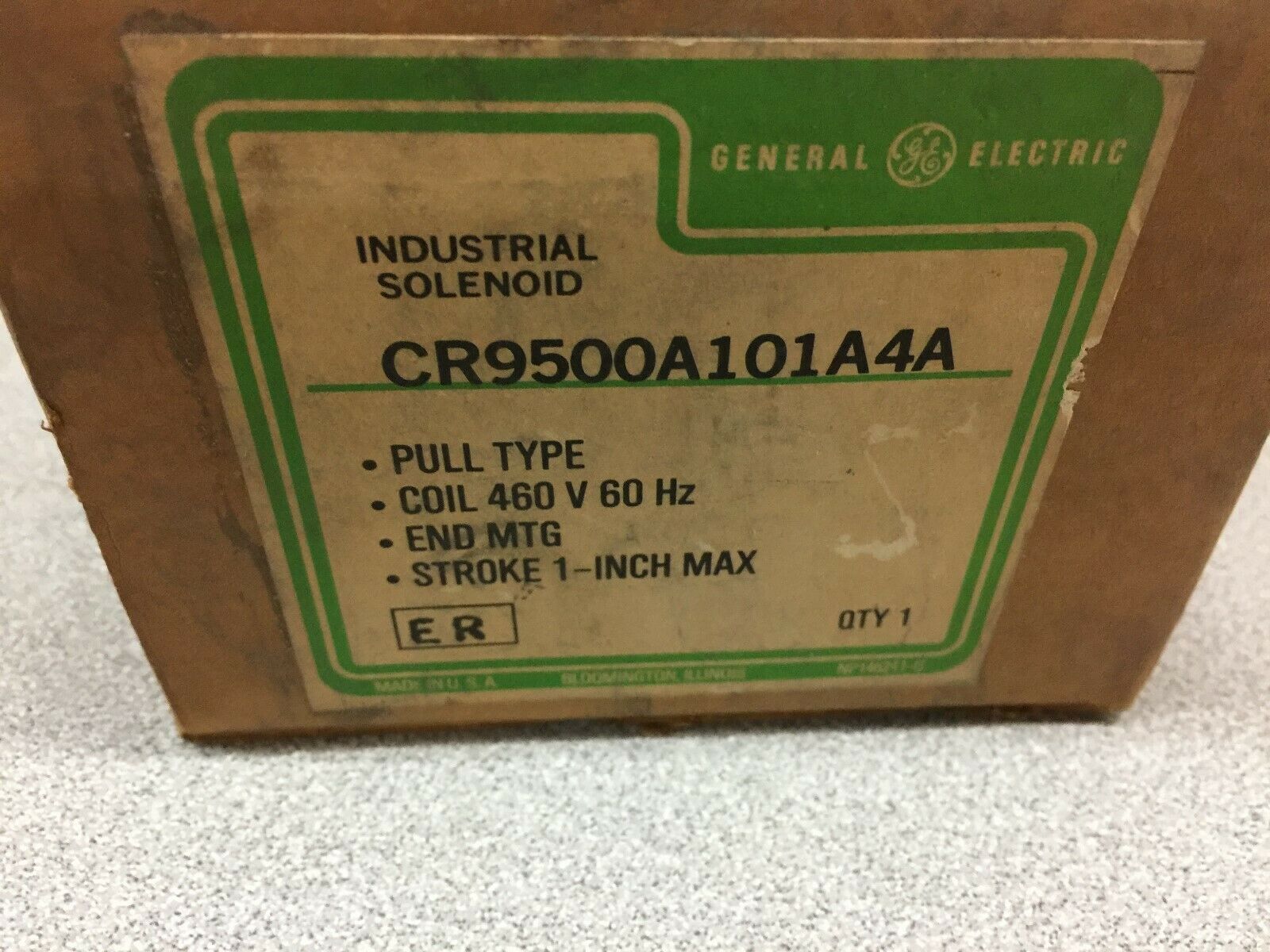 NEW IN BOX GE PULL TYPE 460VAC COIL 1" STROKE INDUSTRIAL SOLENOID CR9500A101A4A