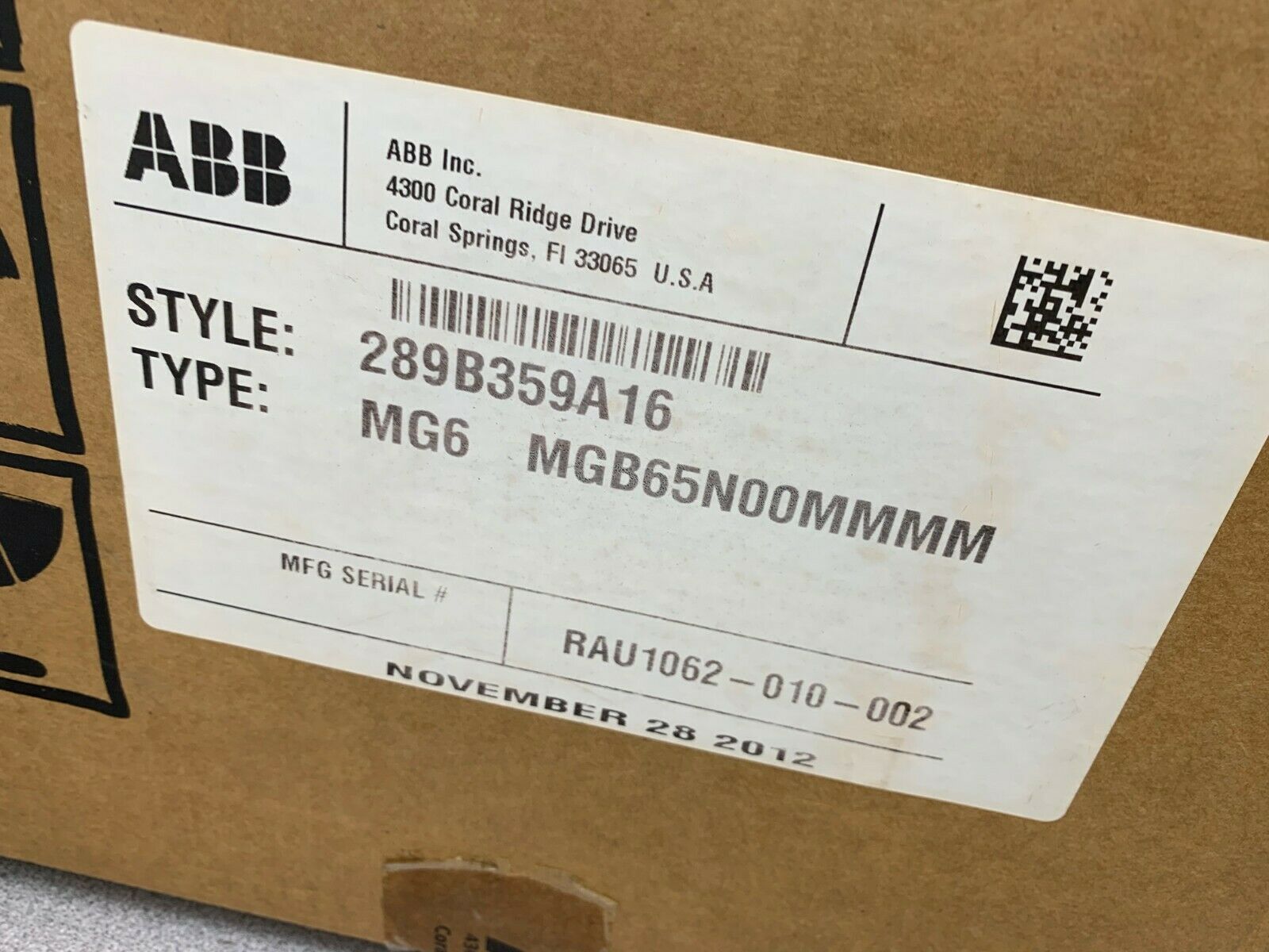 NEW IN BOX ABB MG-6 AUXILIARY RELAY 289B359A16