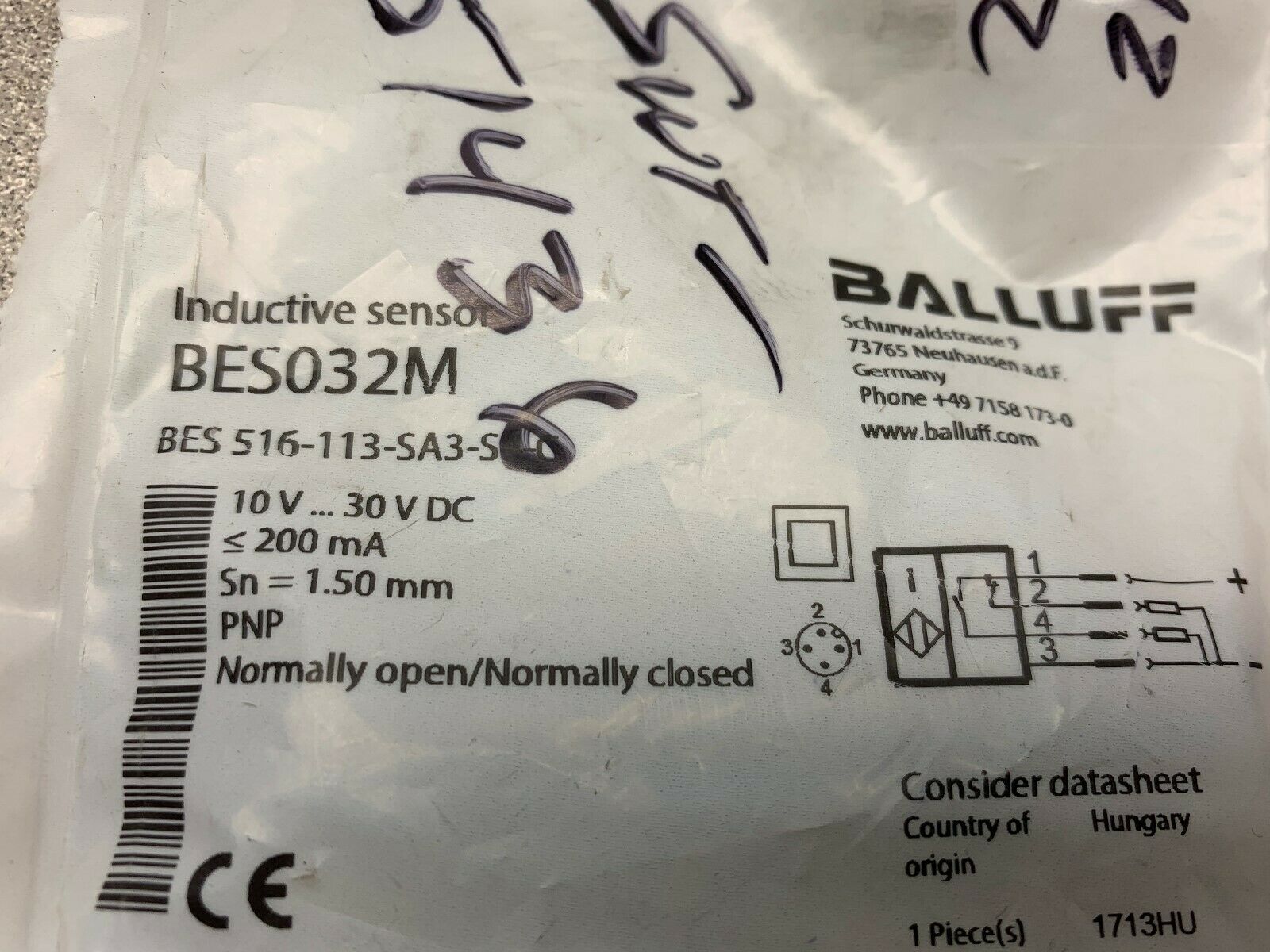 NEW IN PACKAGE BALLUFF SENSOR BES 516-113-SA3-34-C