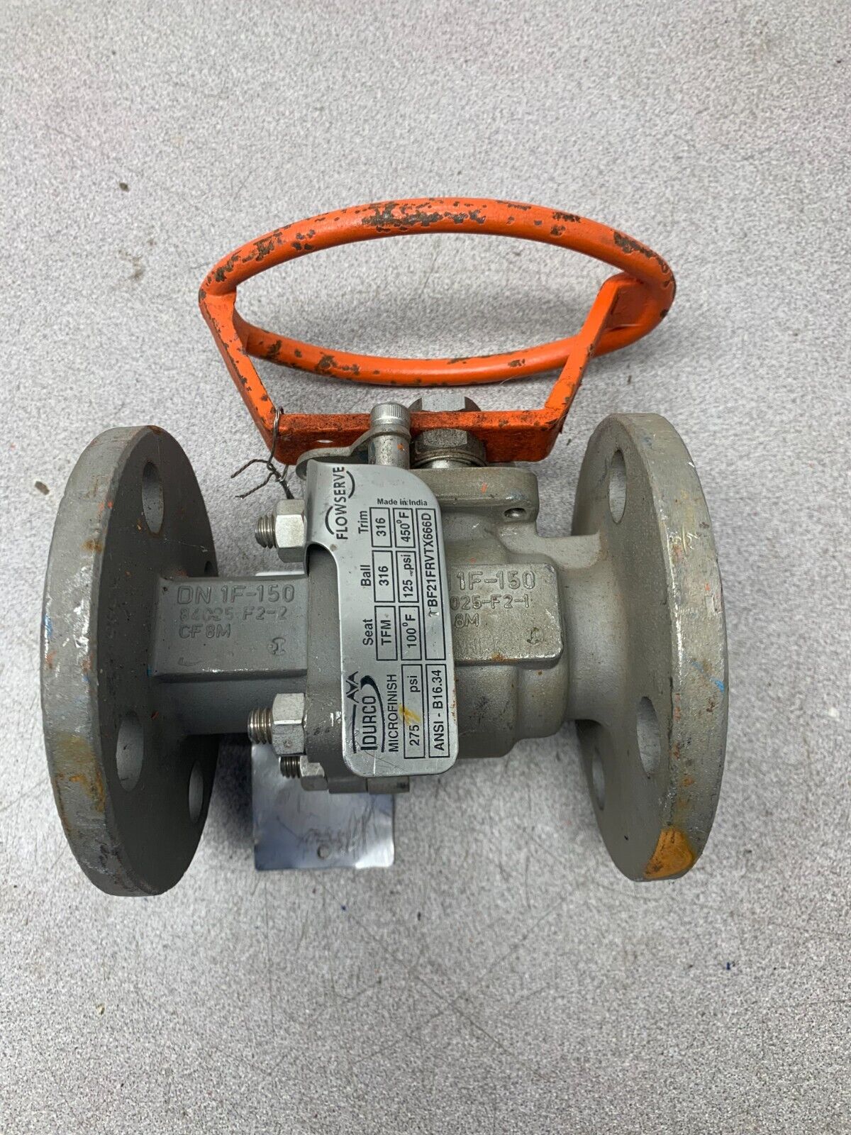 USED DURCO MICROFINISH 1" FLANGED BALL VALVE 1BF21FRVTX666D