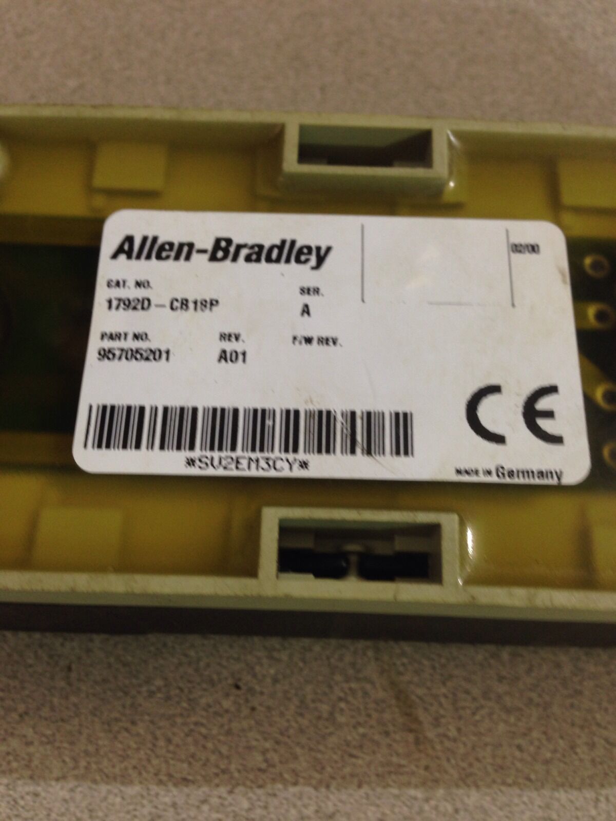 USED ALLEN-BRADLEY ARMOR BLOCK BASE 1792D-CB18P SERIES A