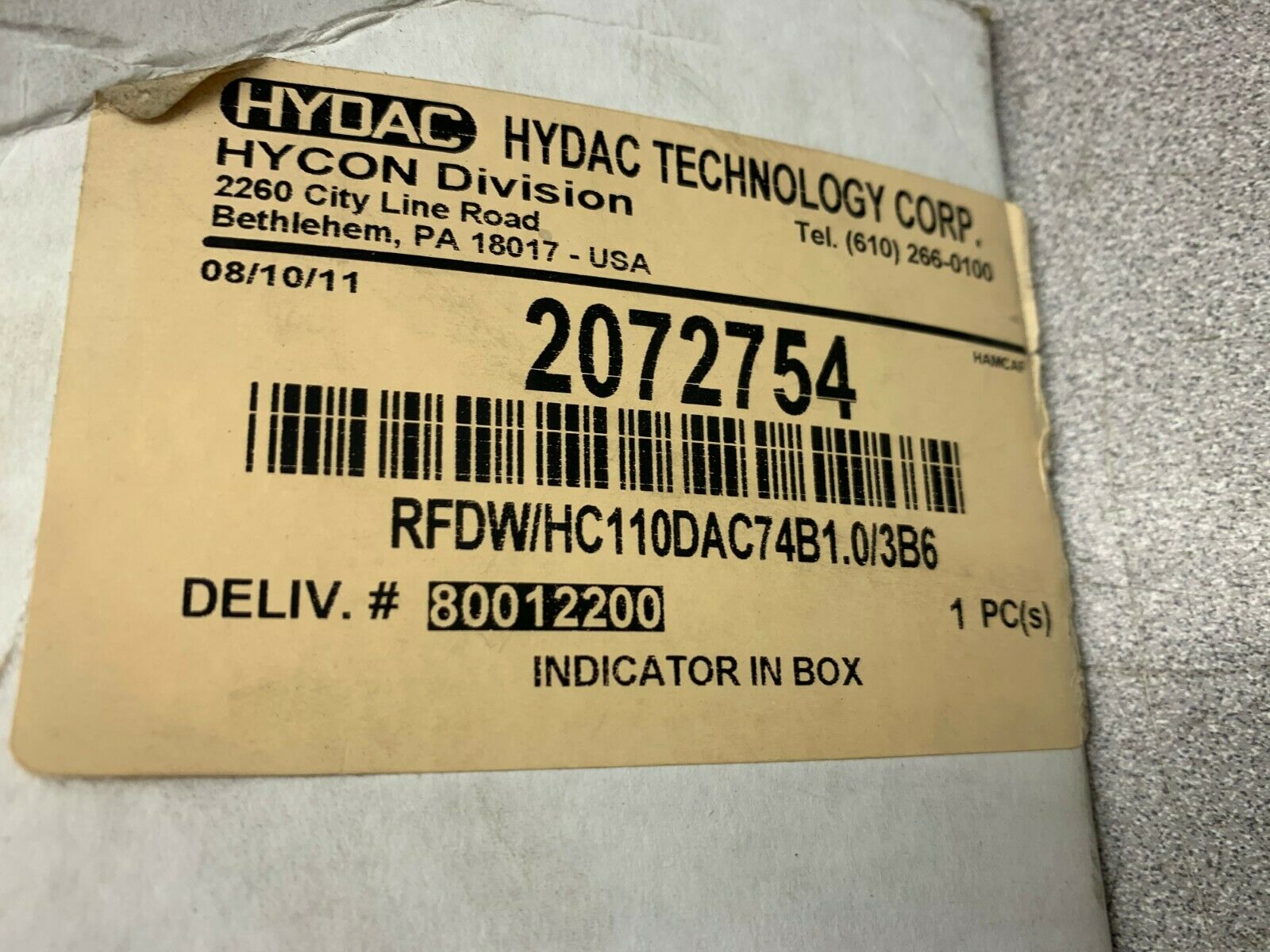 NEW IN BOX HYDAC PART RFDW/HC110DAC74B1.0/3B6