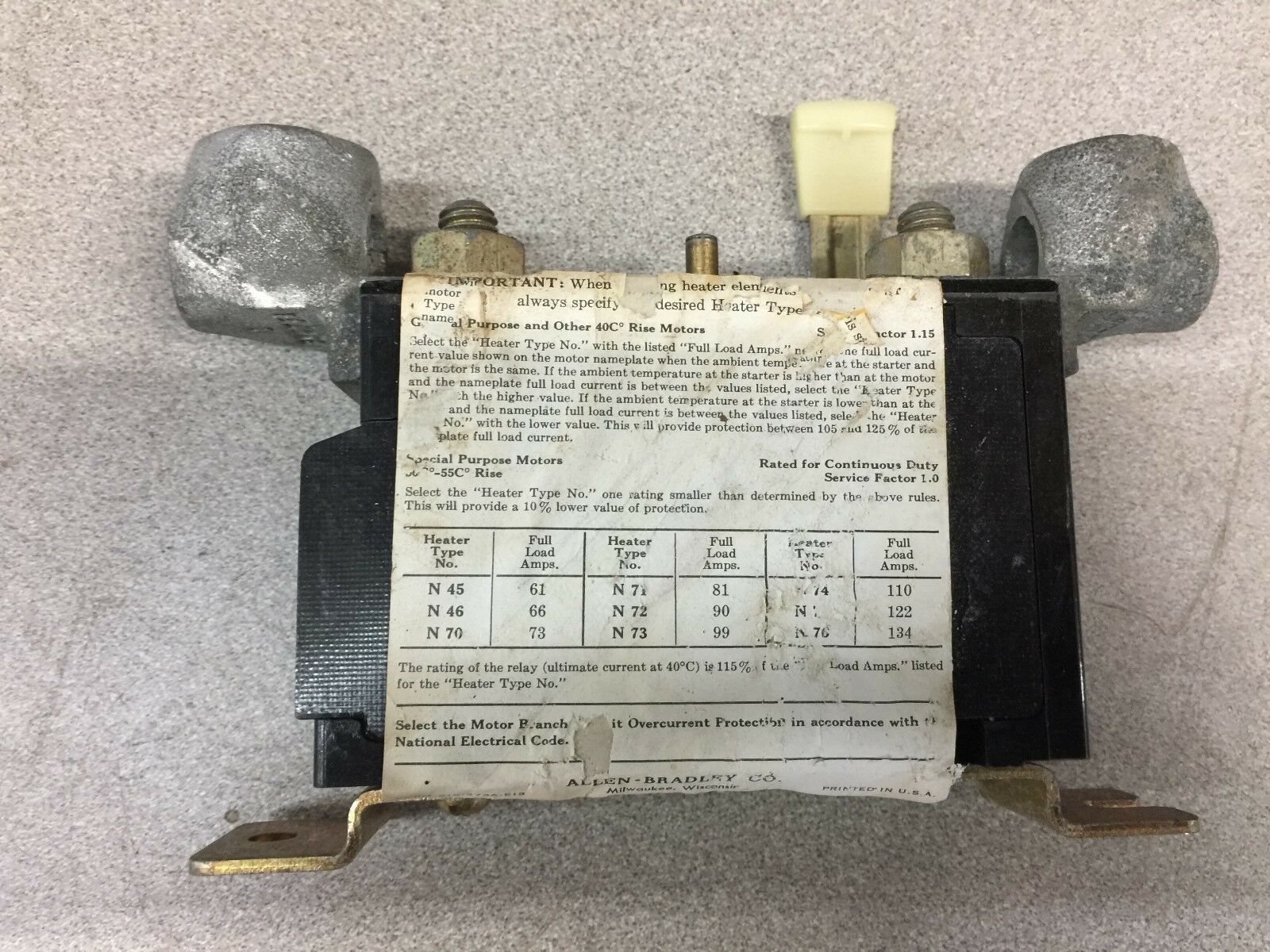 NEW NO BOX ALLEN BRADLEY SINGLE POLE OVERLOAD RELAY 815-EOV4-K