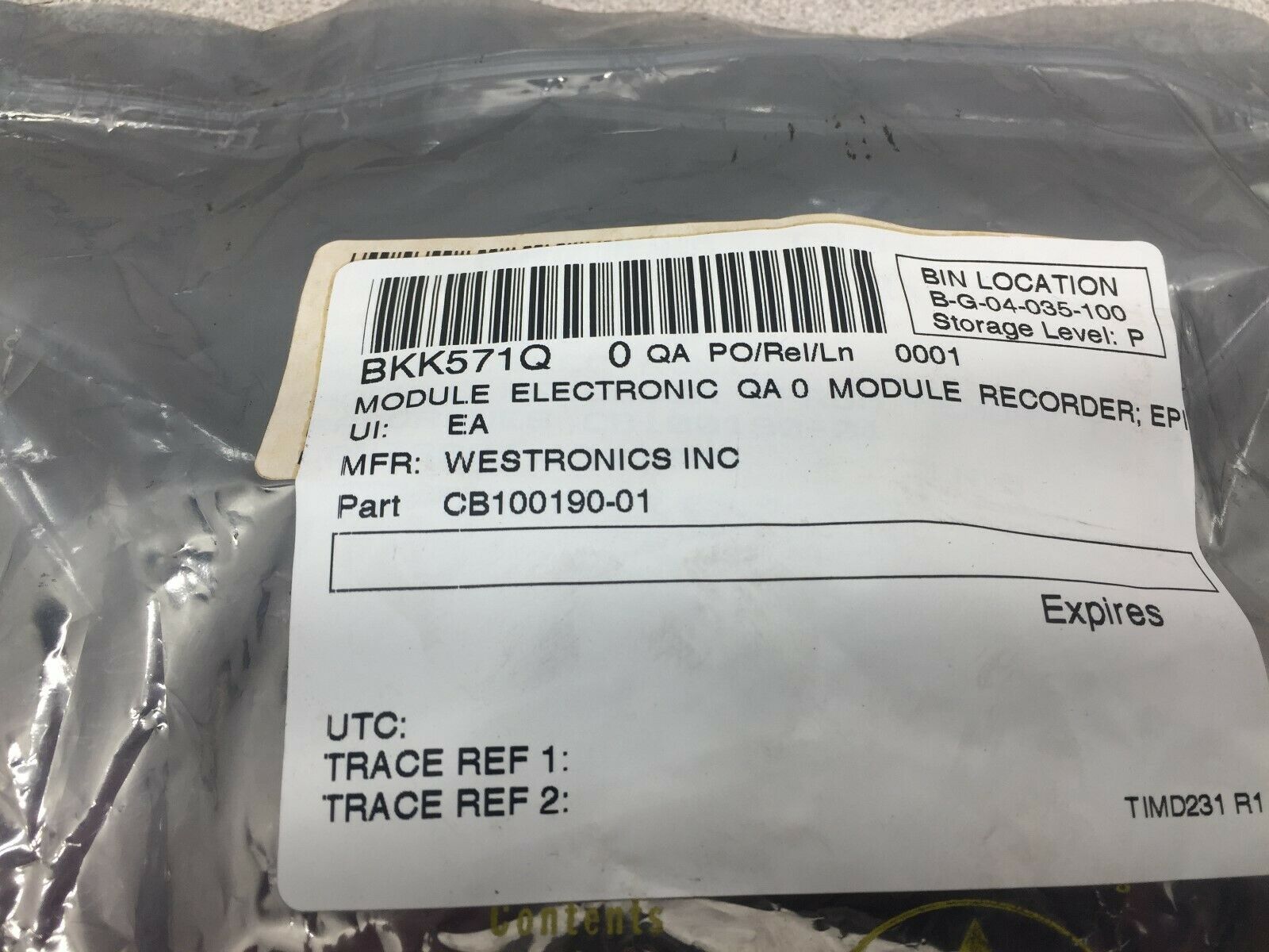 USED REMANUFACTURED WESTRONICS MEMORY MODULE CB100190-01