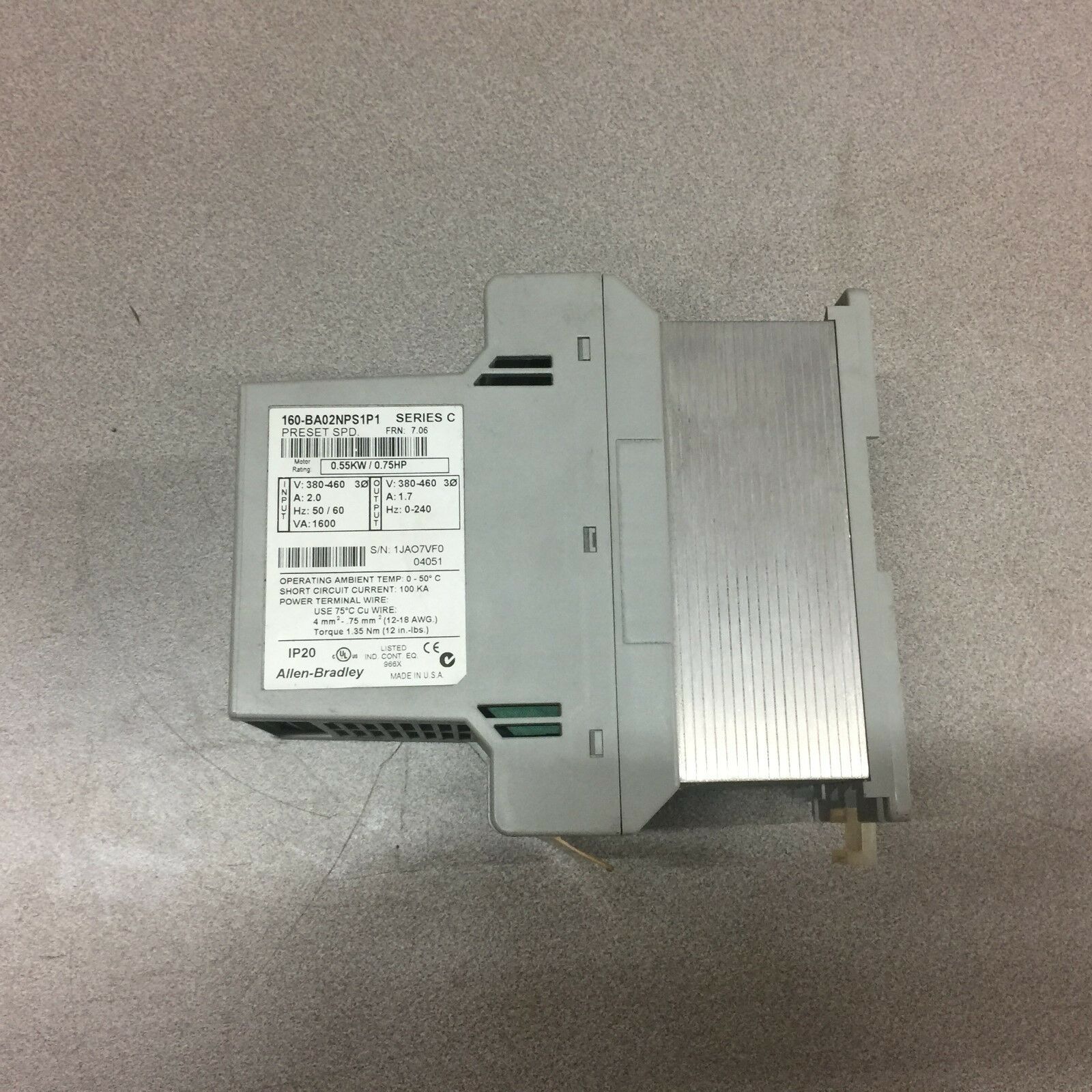 NEW ALLEN BRADLEY 460VAC 3P DRIVE 160-BA02NPS1P1