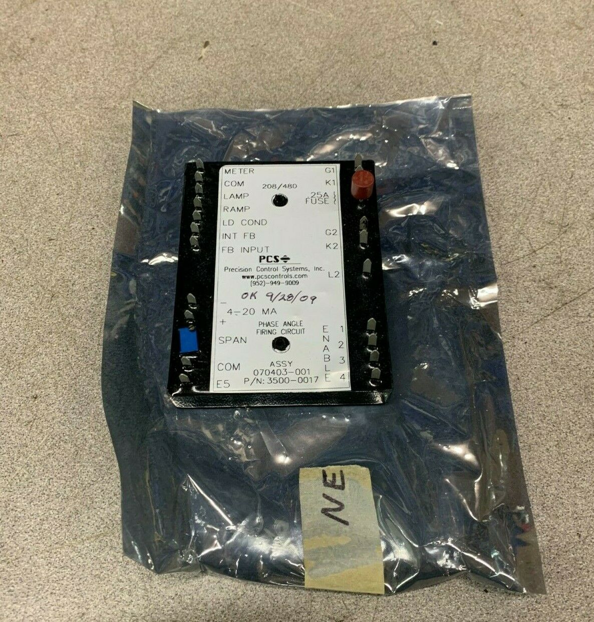 NEW PRECISION CONTROL SYSTEMS 3500-0017 FIRING CIRCUIT PHASE ANGLE 070403-001