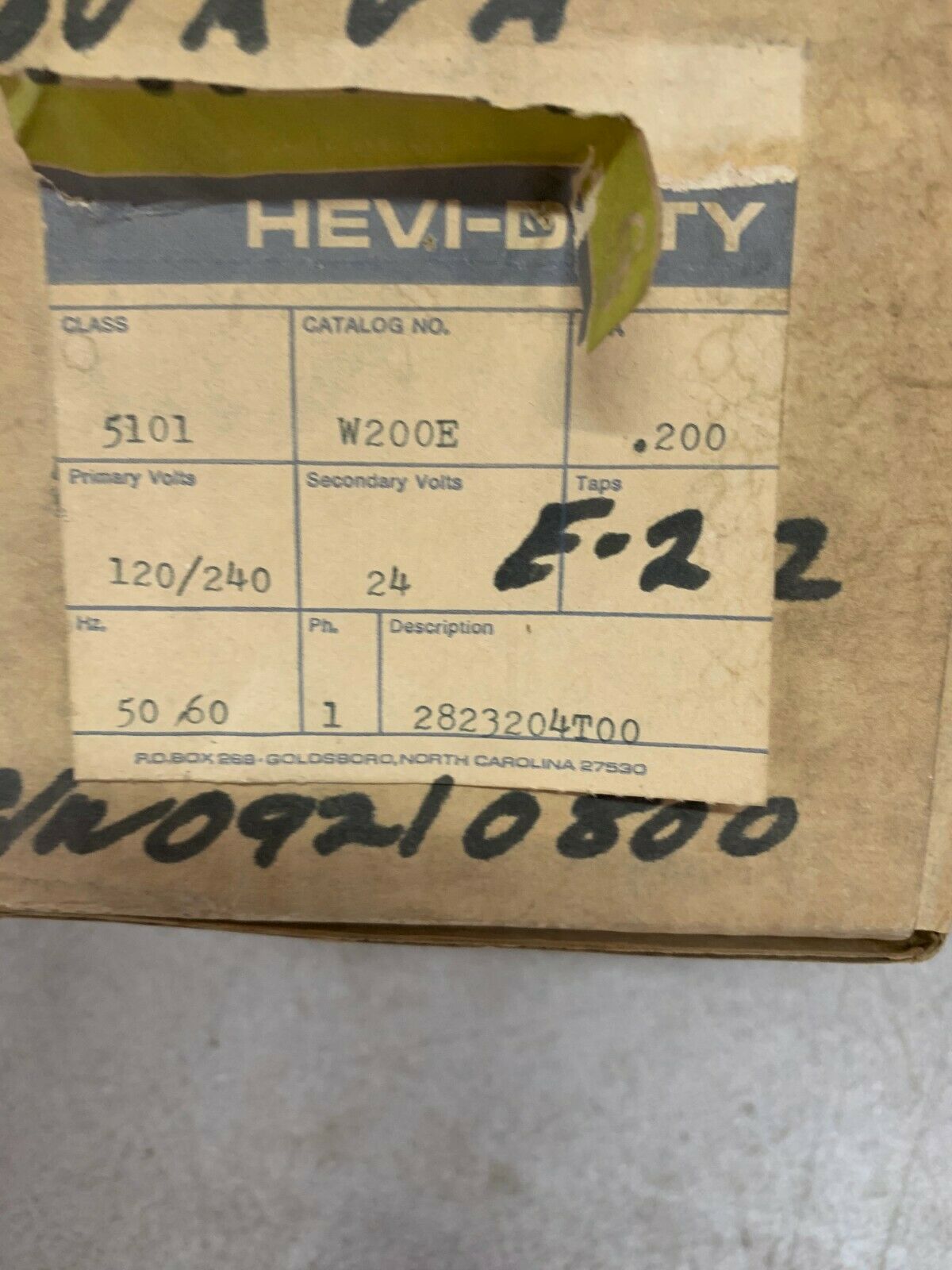 NEW IN BOX SOLA HEVI-DUTY .200KVA TRANSFORMER TYPE SBW W200E